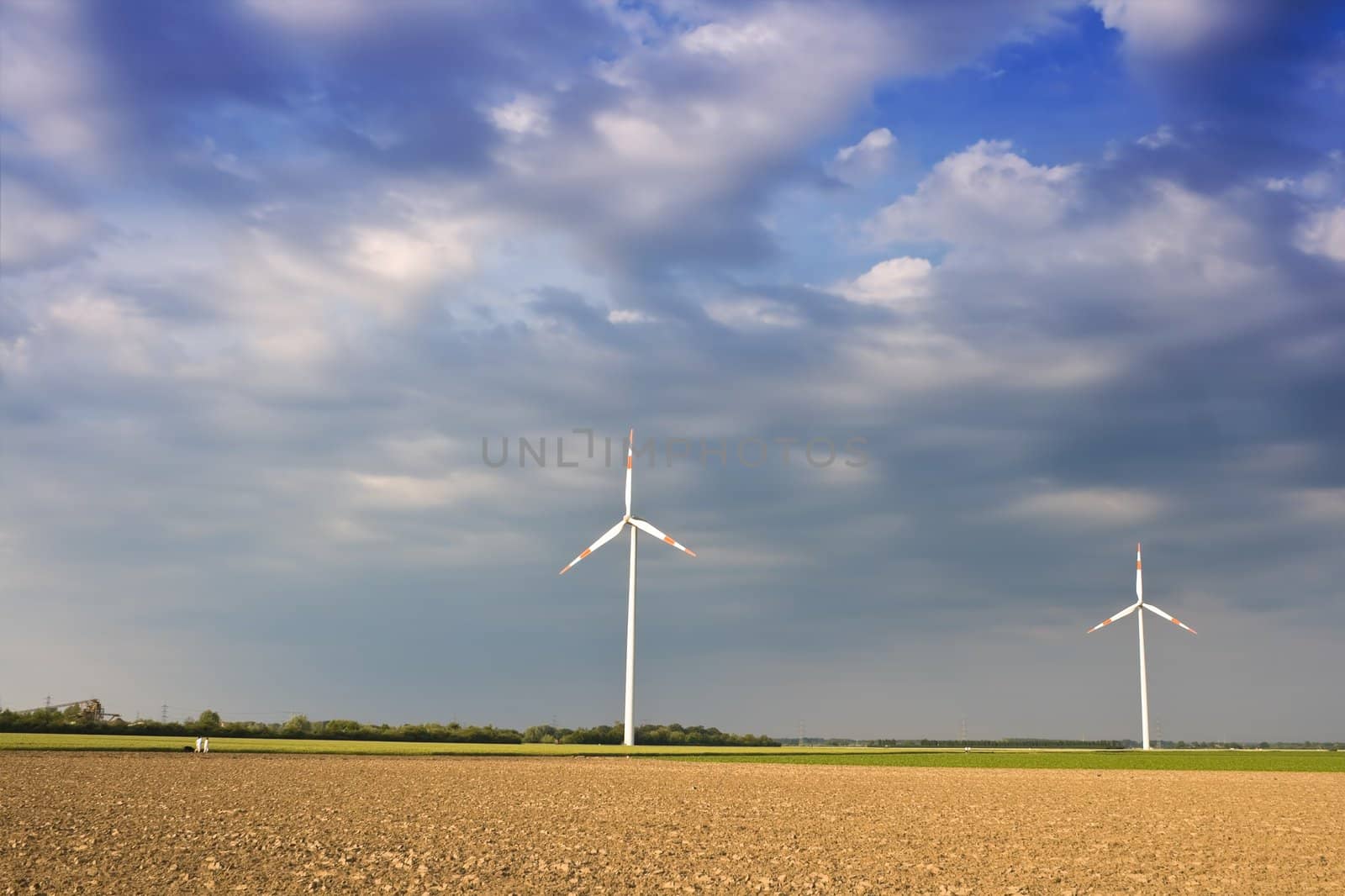 Rural landscape with windmills