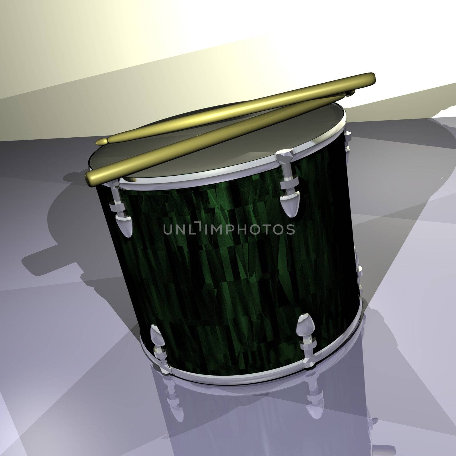 3D Drum & Drumsticks.