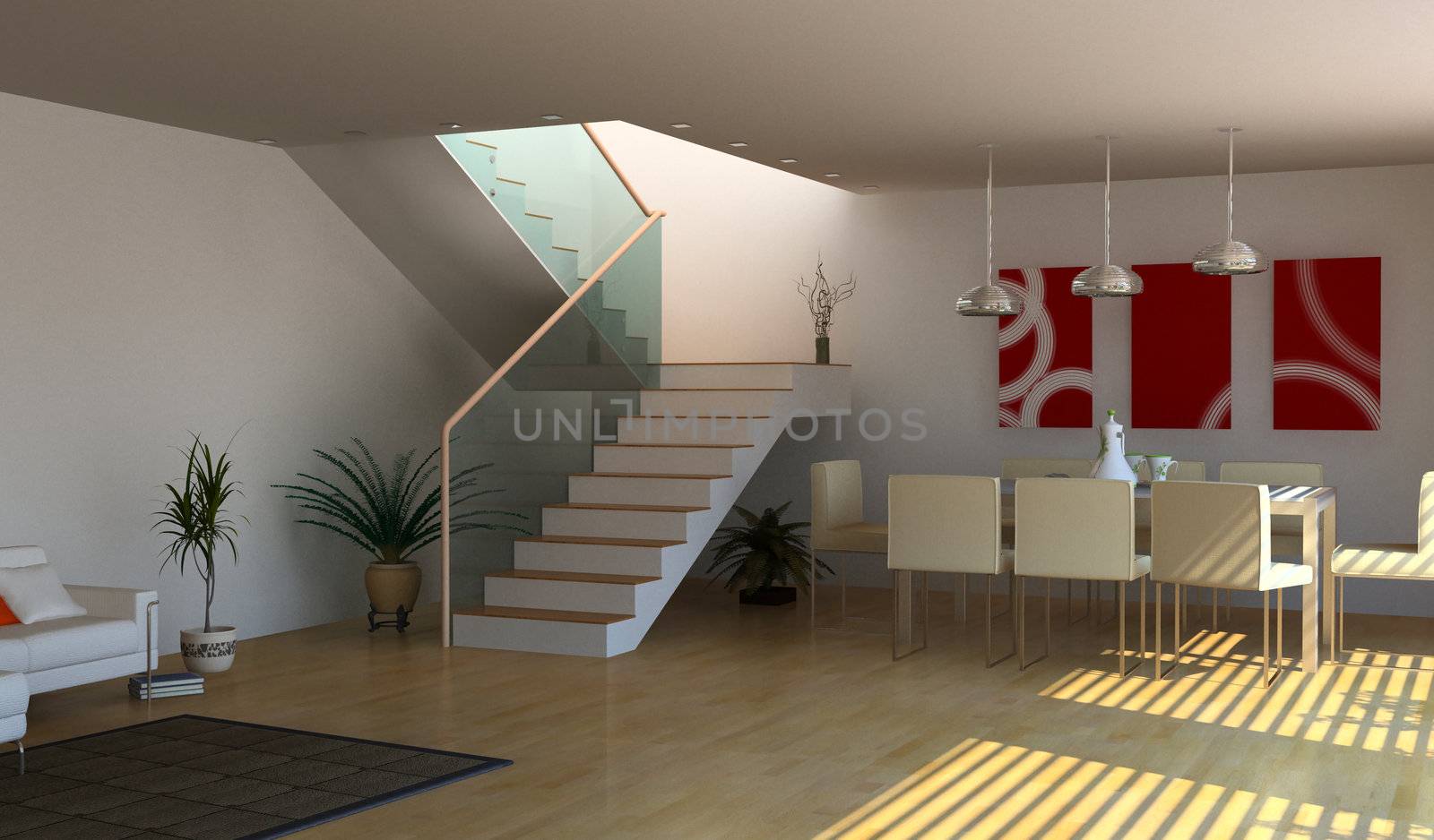 modern interior design(3D rendering)