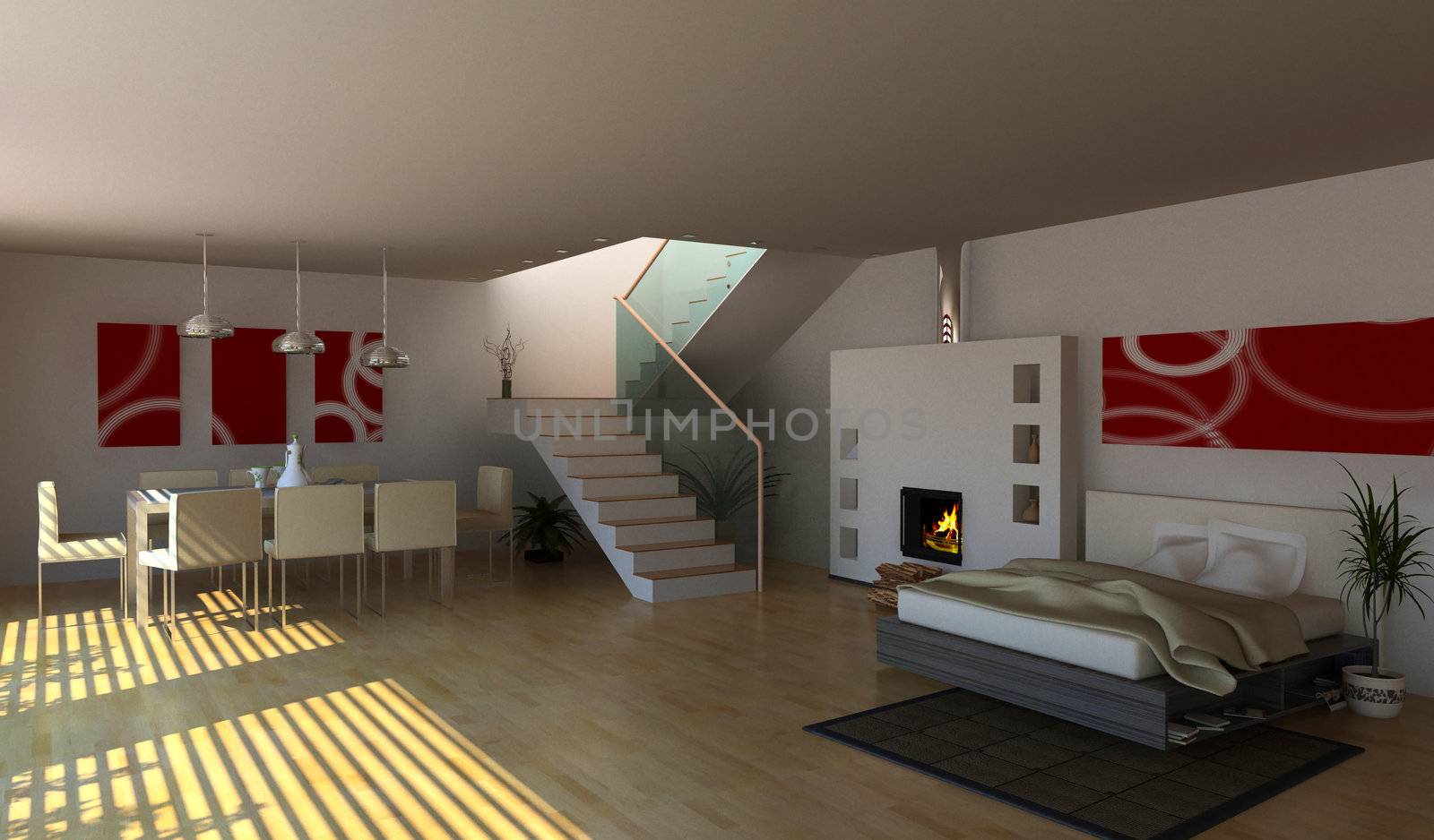 modern interior design (3D rendering)