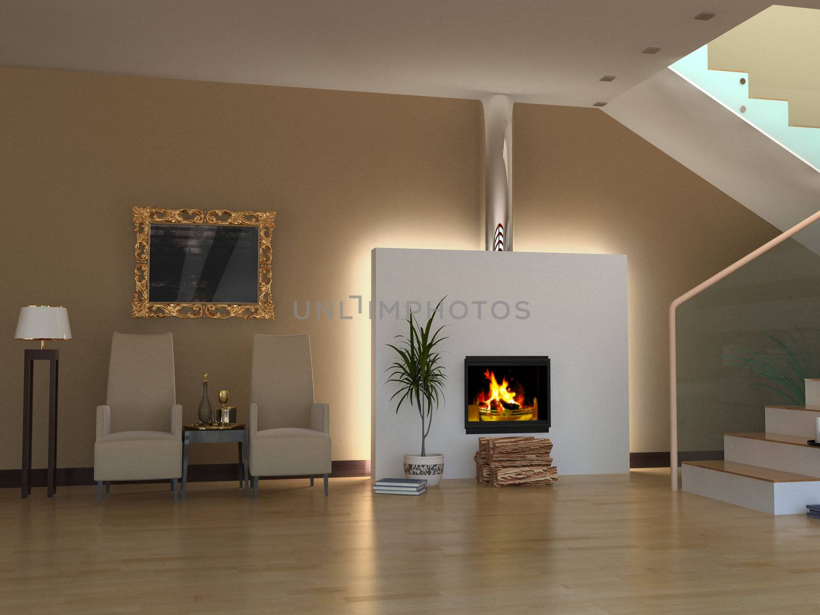 modern interior design (3d rendering)