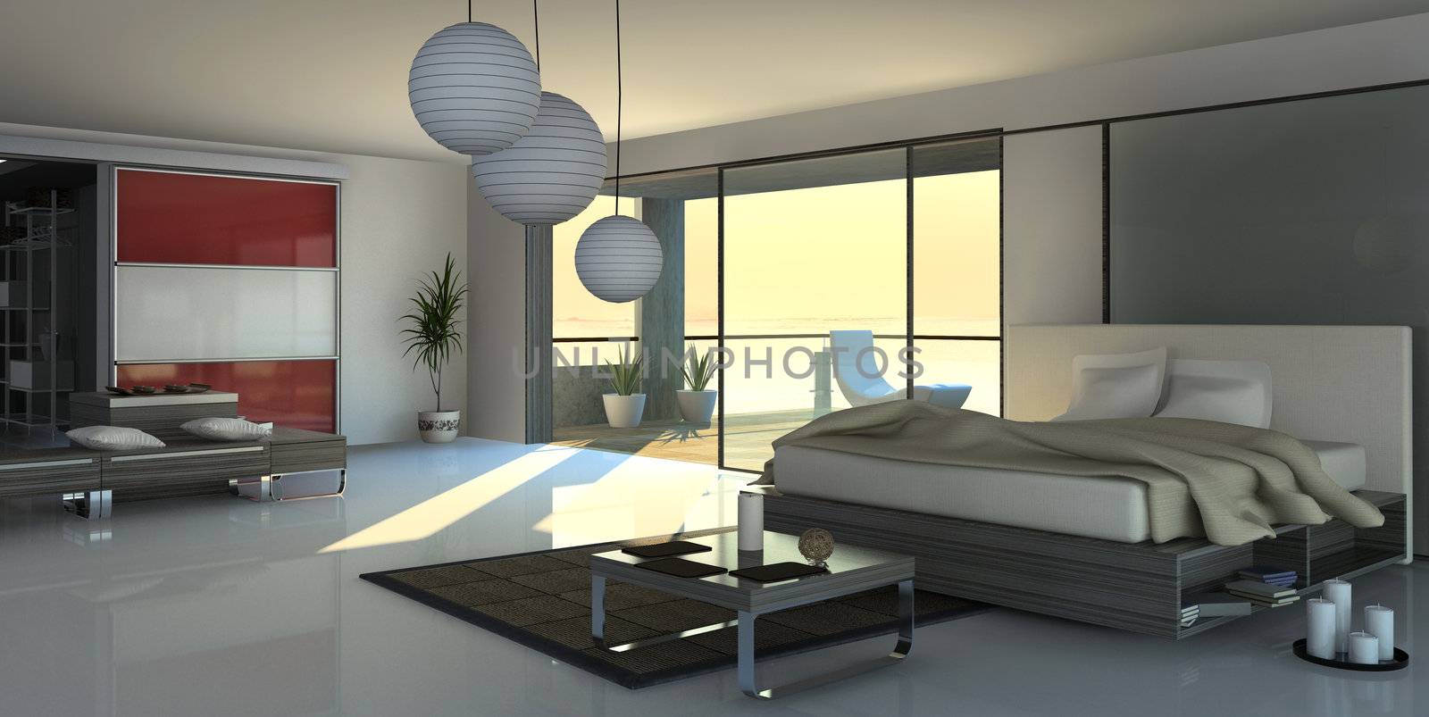 modern open interior (3D rendering)