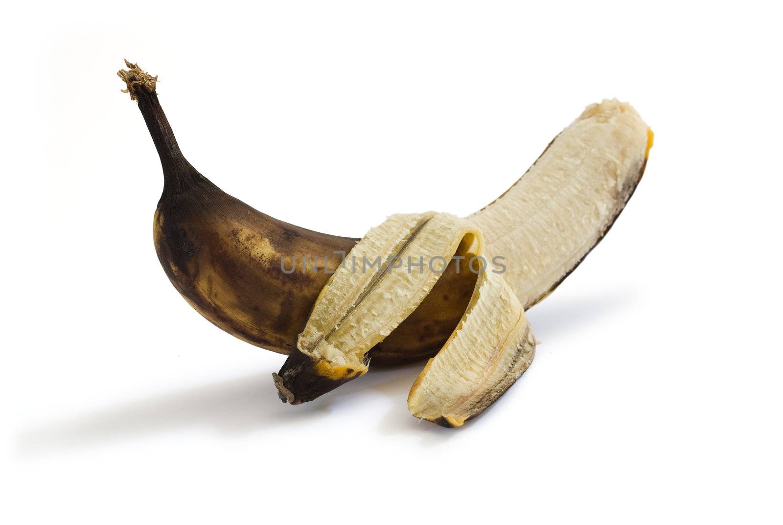 Peeled rotten banana by ints