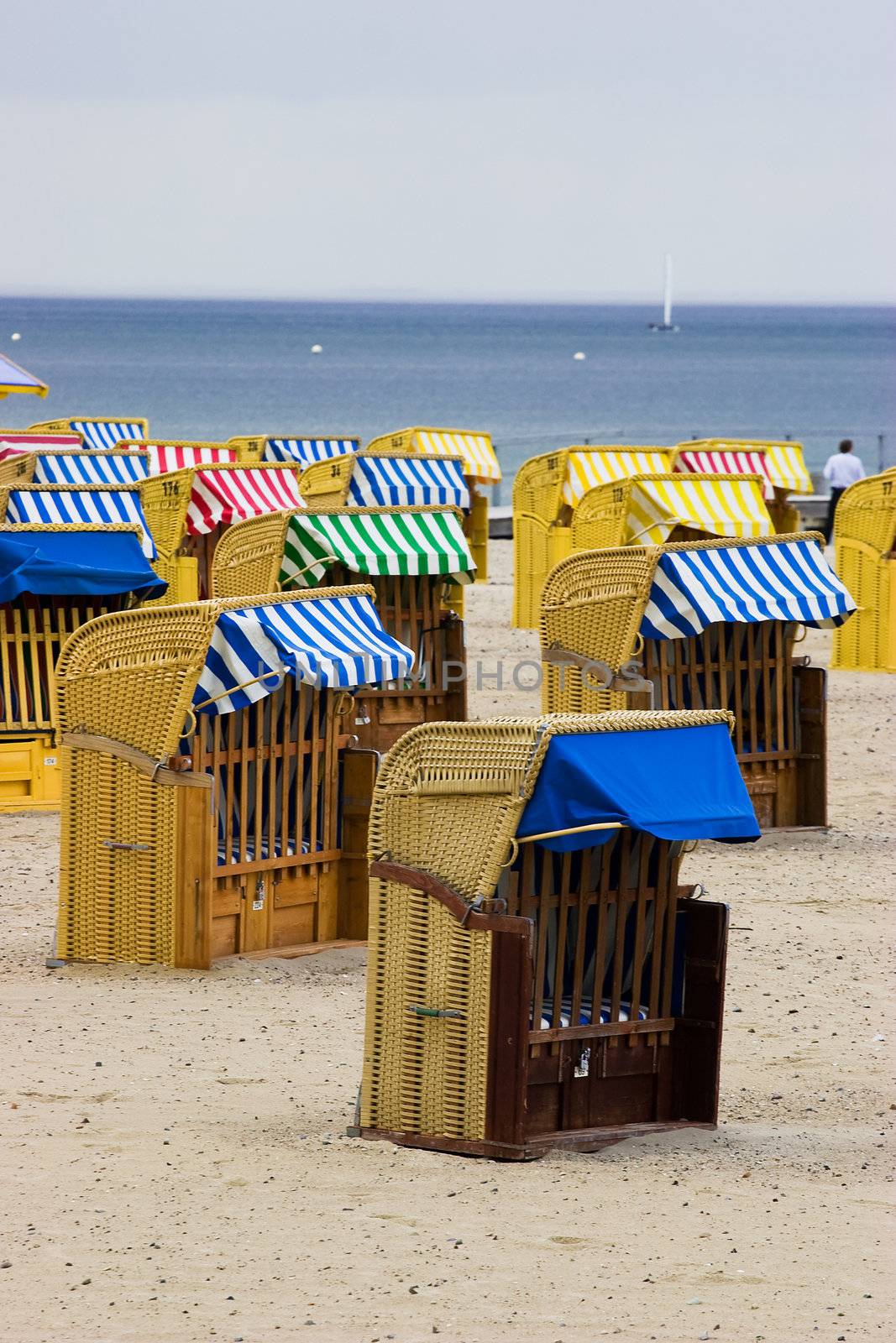 Closed Beach chairs in Germany near Baltic sea