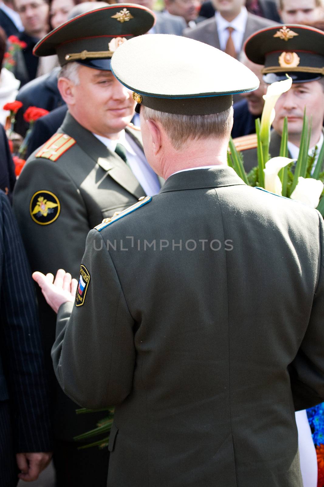 Representatives of the Embassies of Russian Federation participating in flower laying ceremony.Celebration of May 9 Victory Day (Eastern Europe) in Riga at Victory Memorial to Soviet Army.