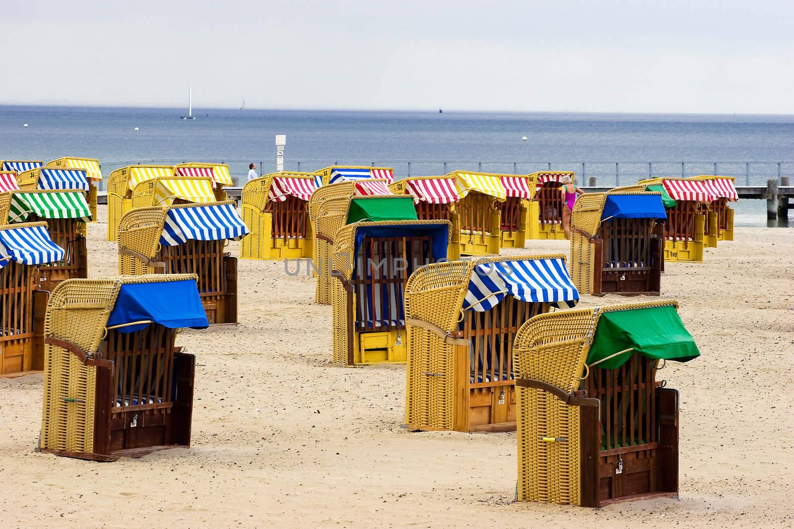 Closed Beach chairs in Germany near Baltic sea