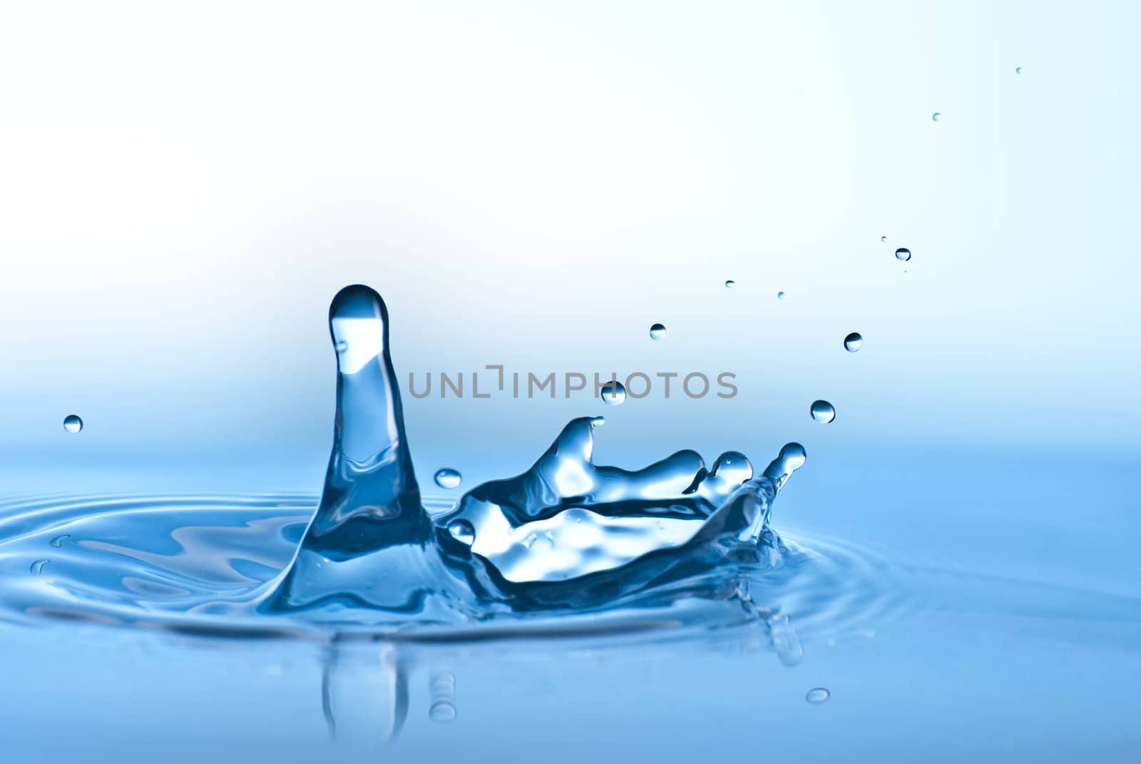 Blue water environmental abstract background - blue water drop splashing in clear clean water