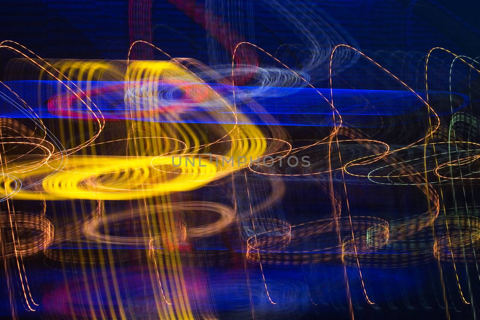 Dynamic lights of city nigtlife. Long exposure with motion blur.