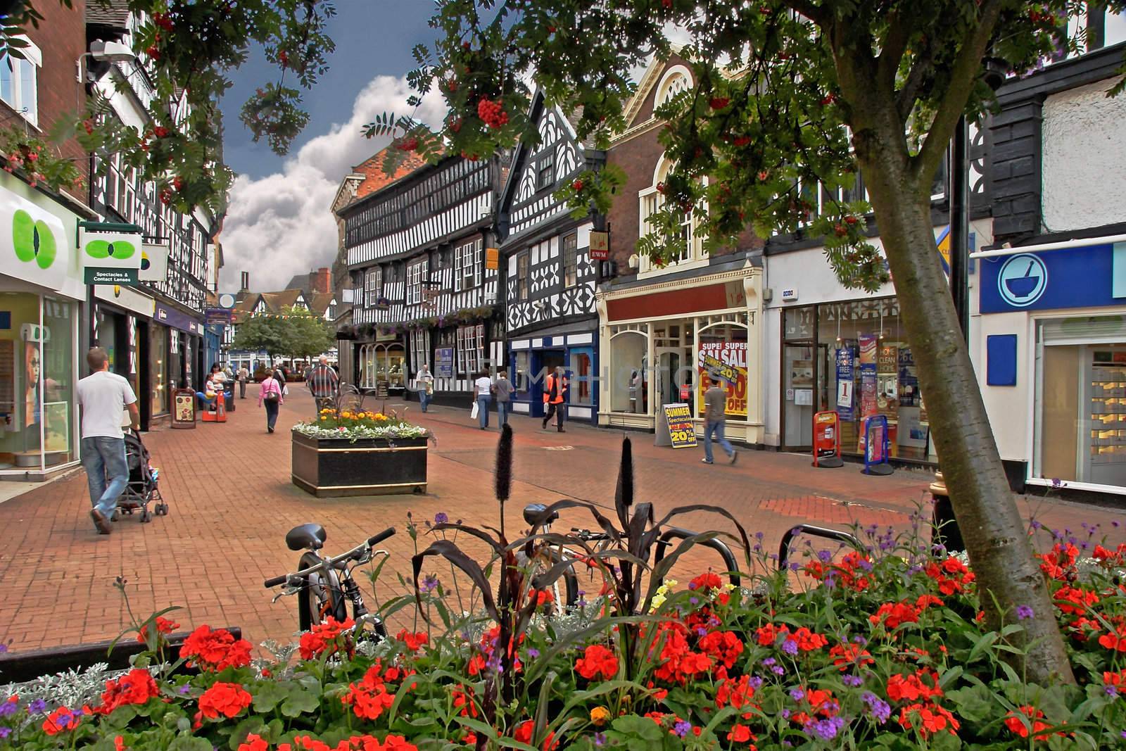 The 16thC hotel and the town of Nantwich in Cheshire, England.
