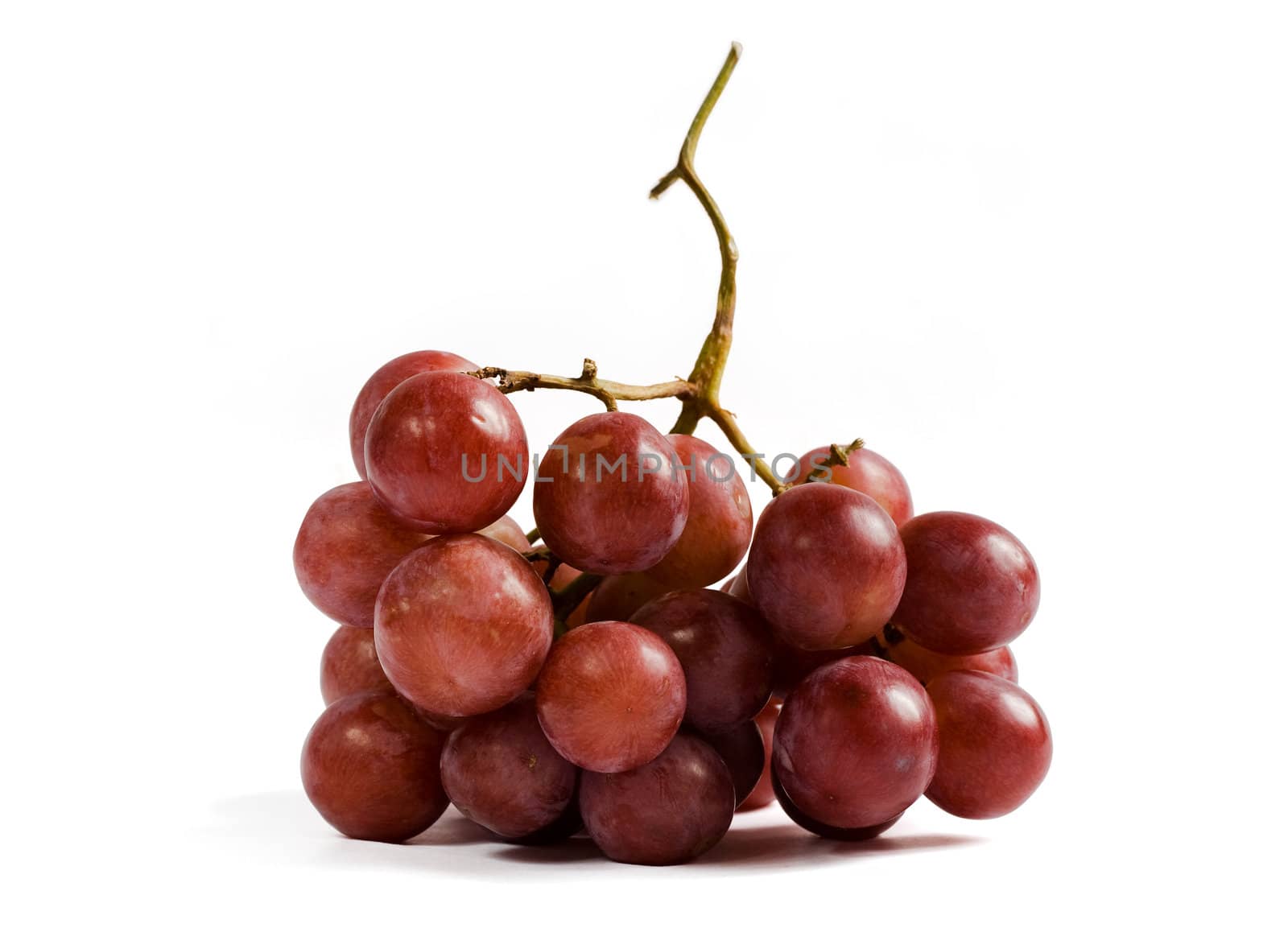 Bunch of red grapes isolated on white background. Clipping path included