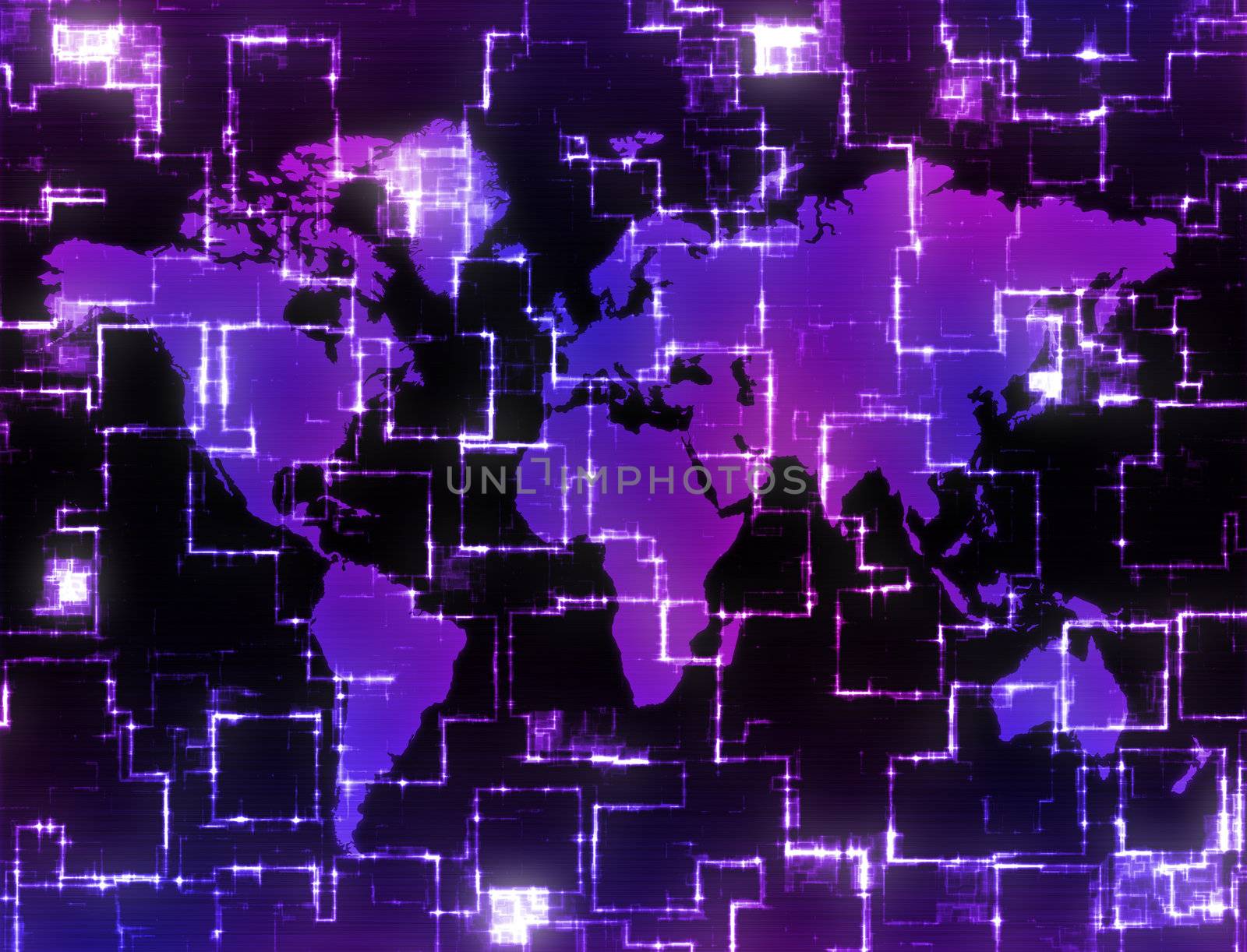 world map background image on high tech display