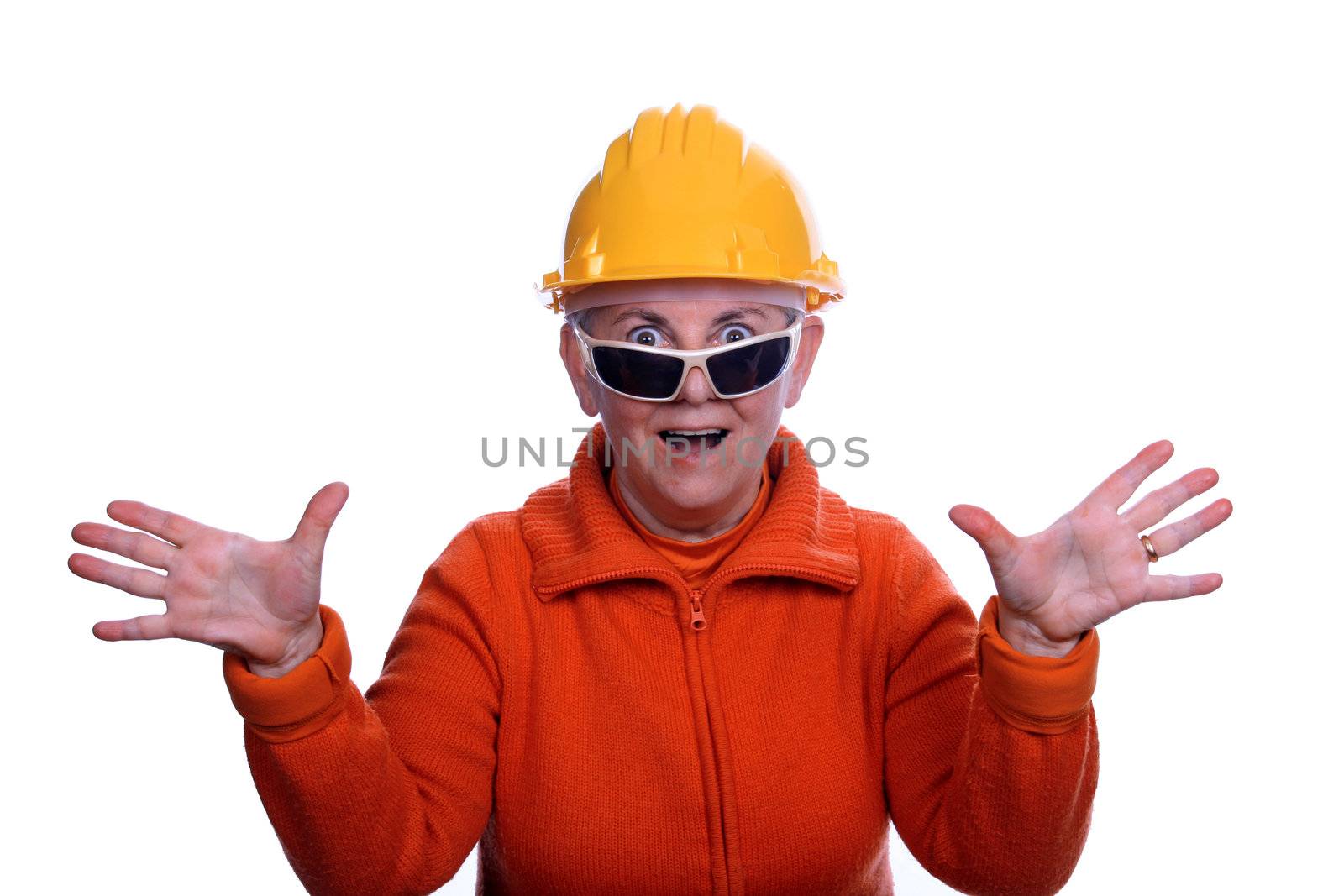 mature woman architect over white background