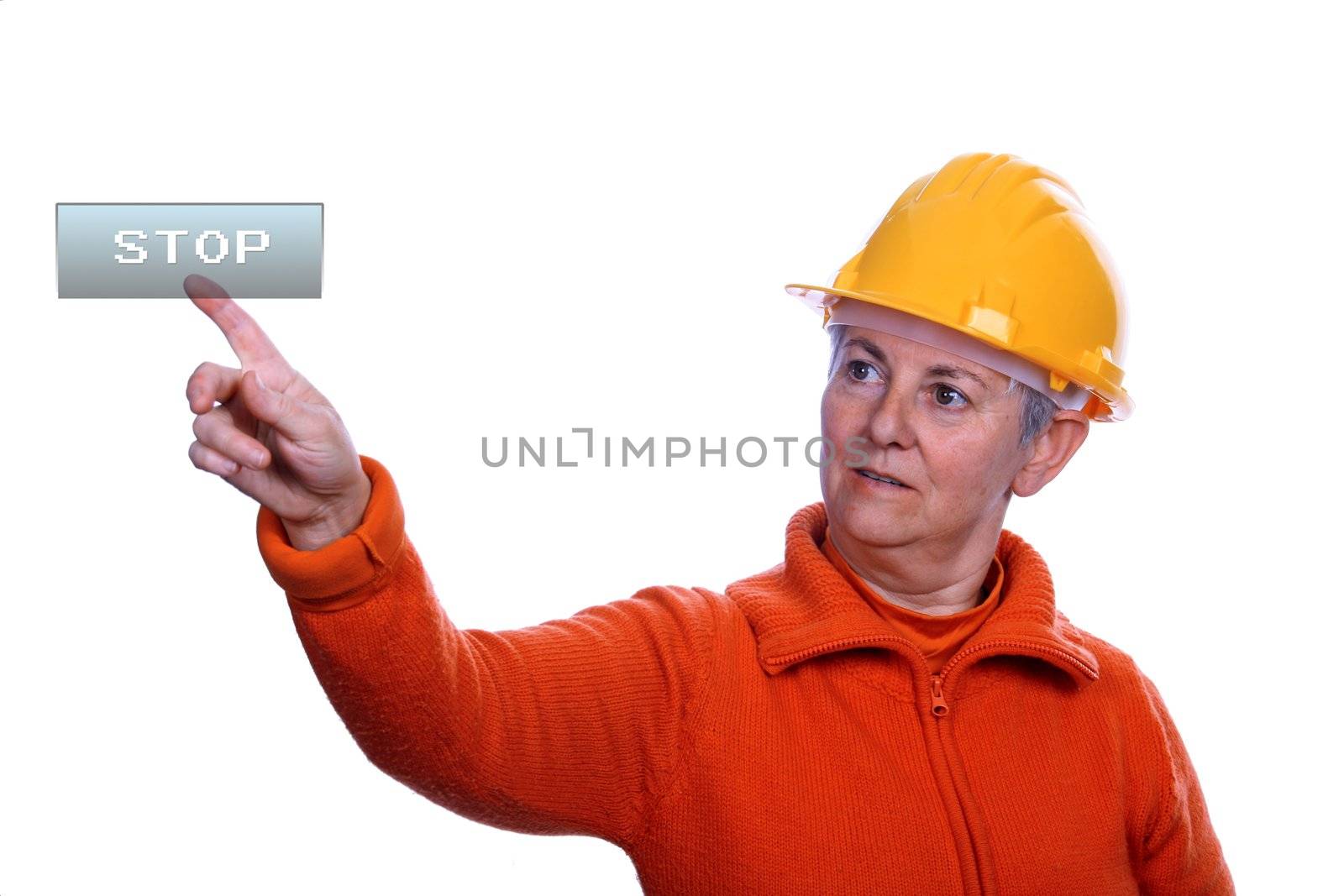 mature woman architect over white background