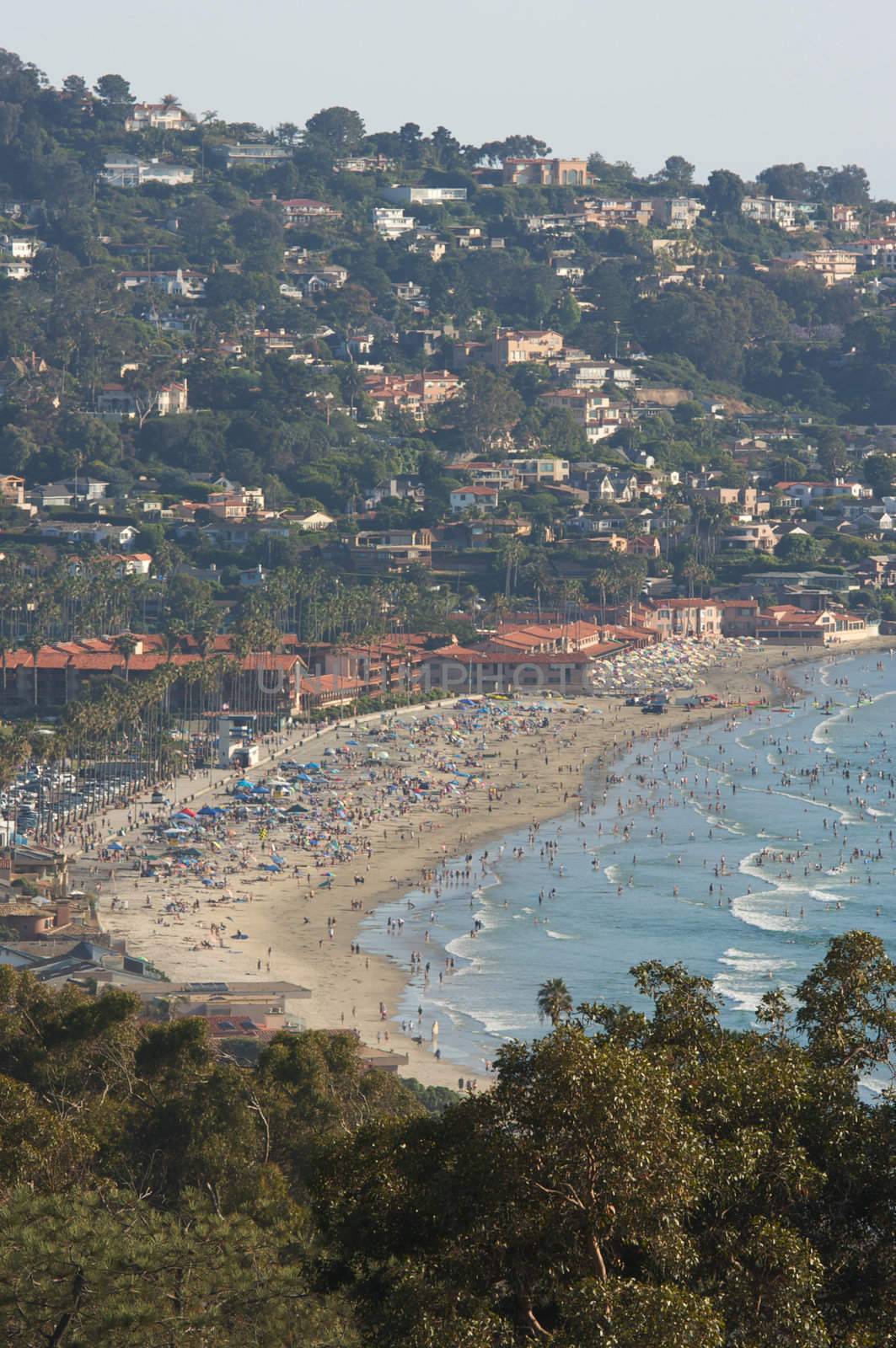 Crowded Day At The Beach in La Jolla, California.