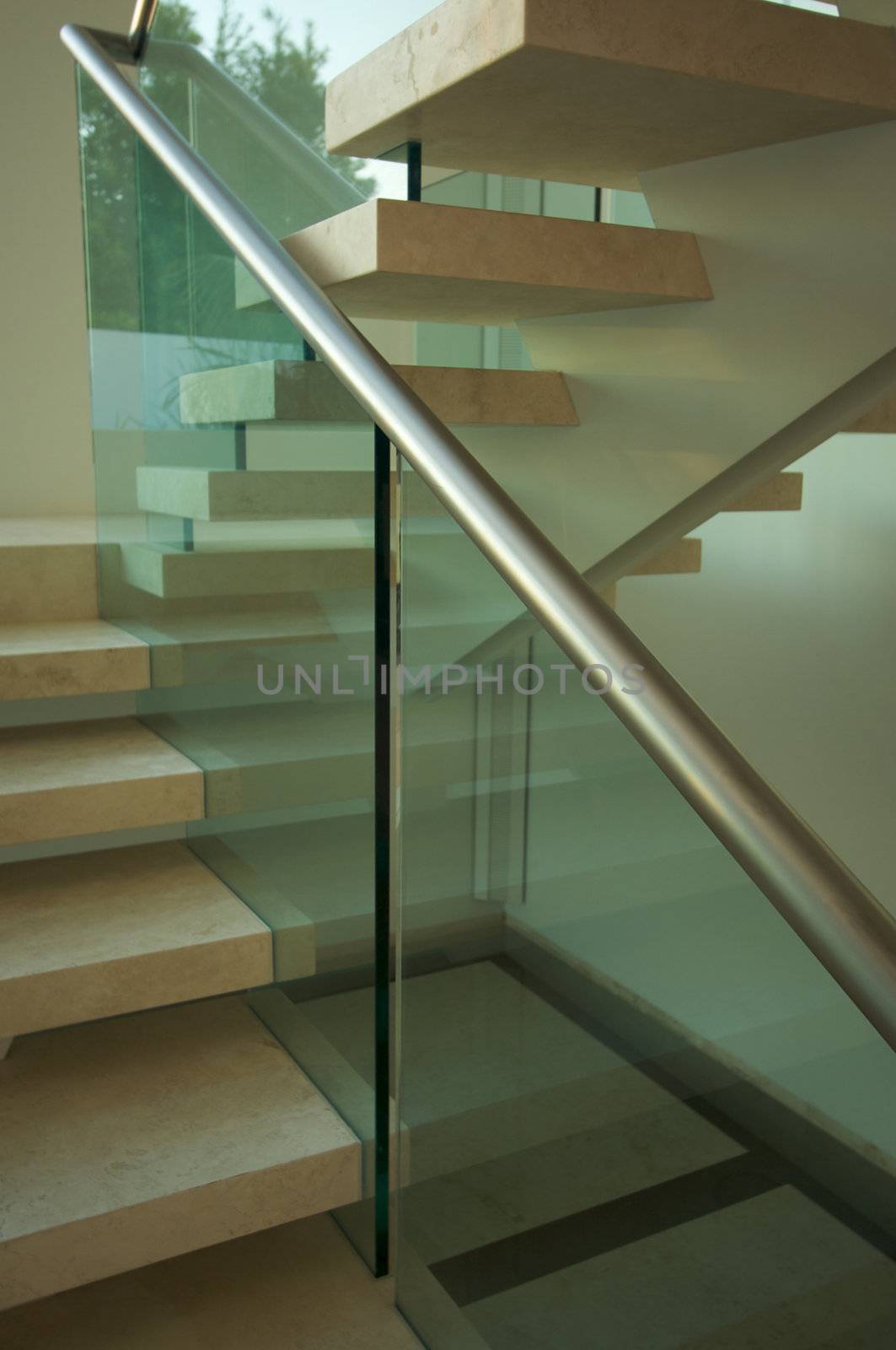 Majestic Marble Stairs and Glass by Feverpitched