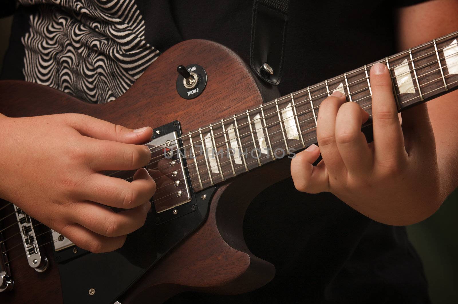 Musician Plays His Gibson Les Paul Studio Electric Guitar