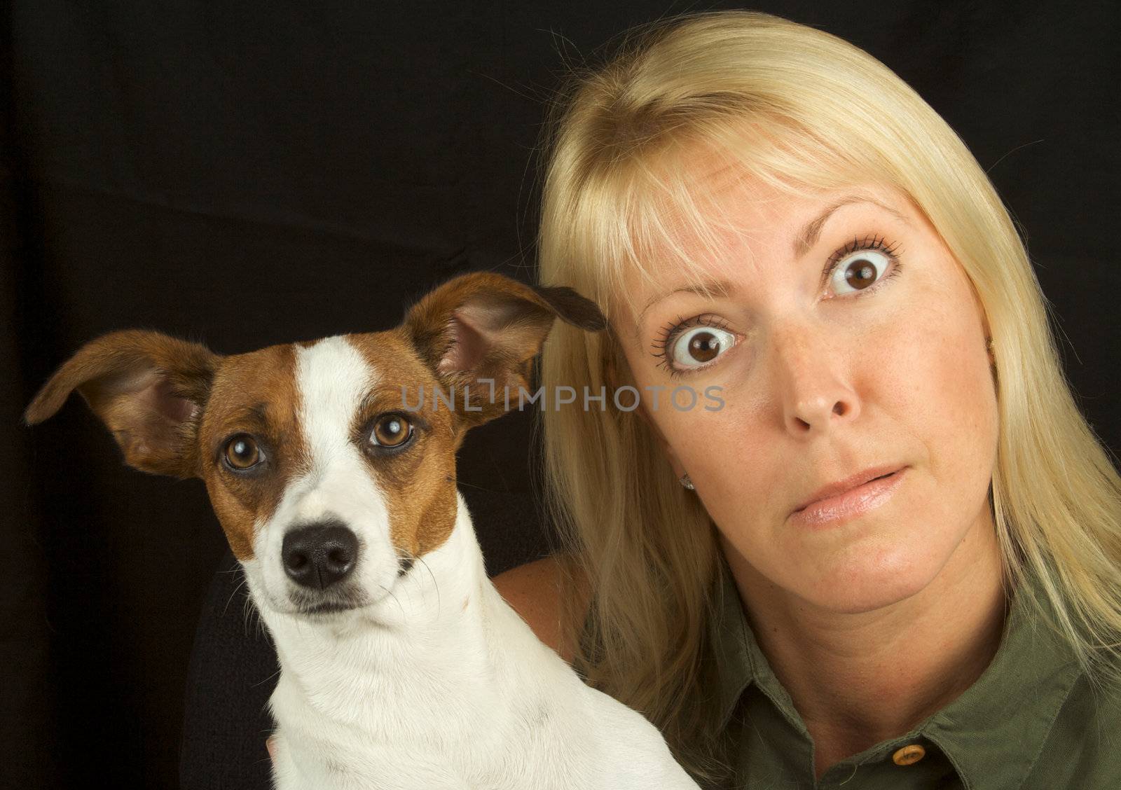 Attractive Woman & Her Jack Russell Terrier Dog