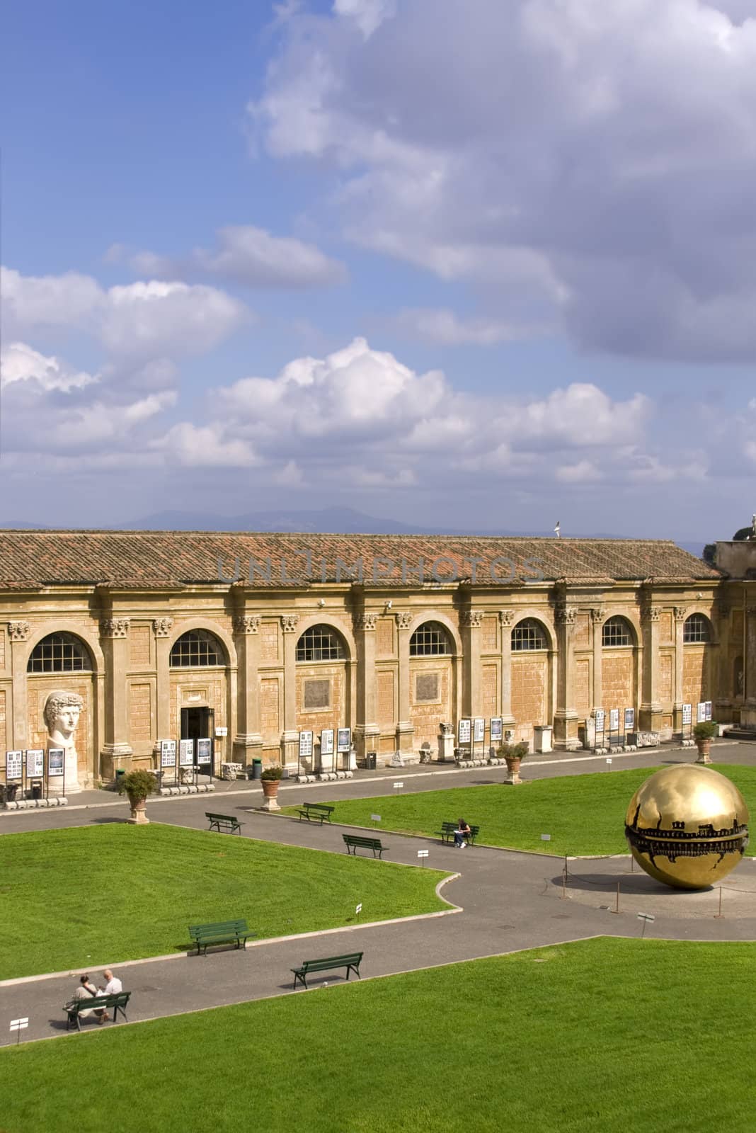 Green field with golden ball in Vatican