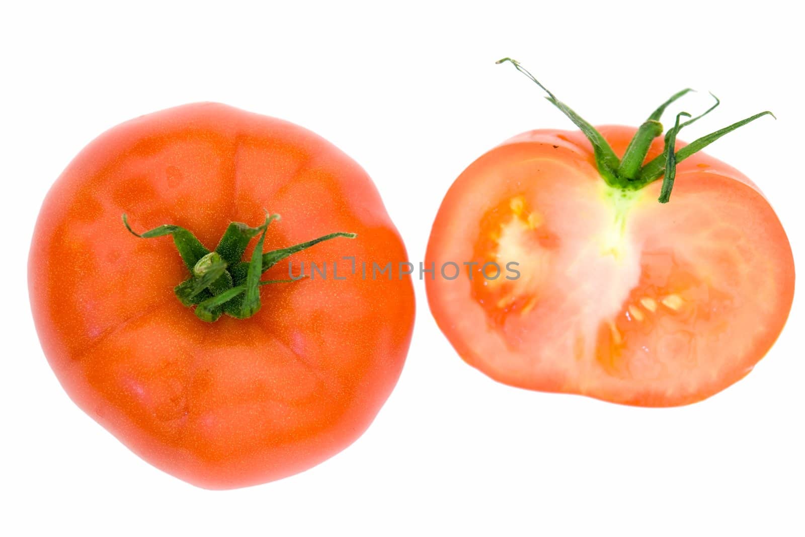 fresh red tomatoes on a white background