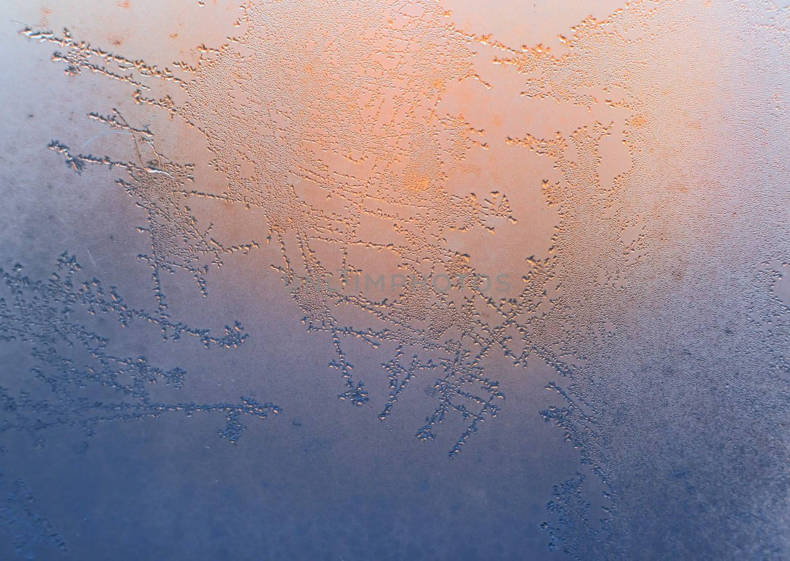 Frosty natural pattern on winter window