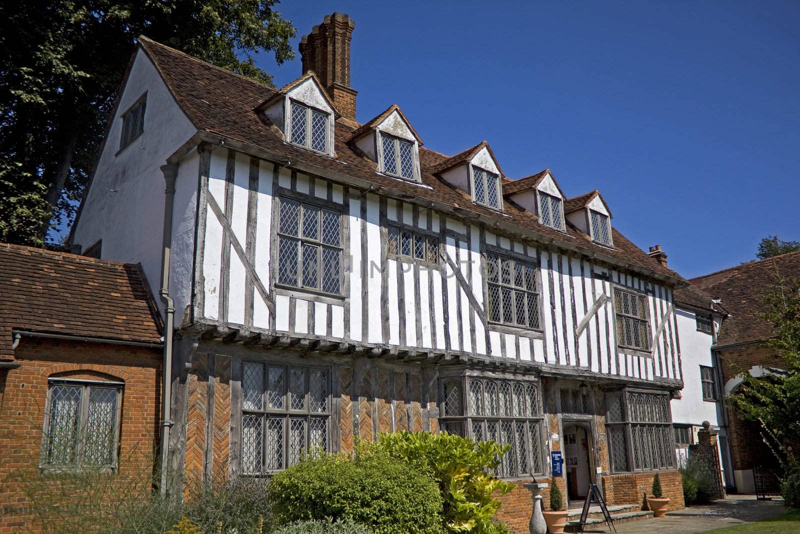 Fifteenth century traditional framed English cottage housing Tymperleys Clock Museum.