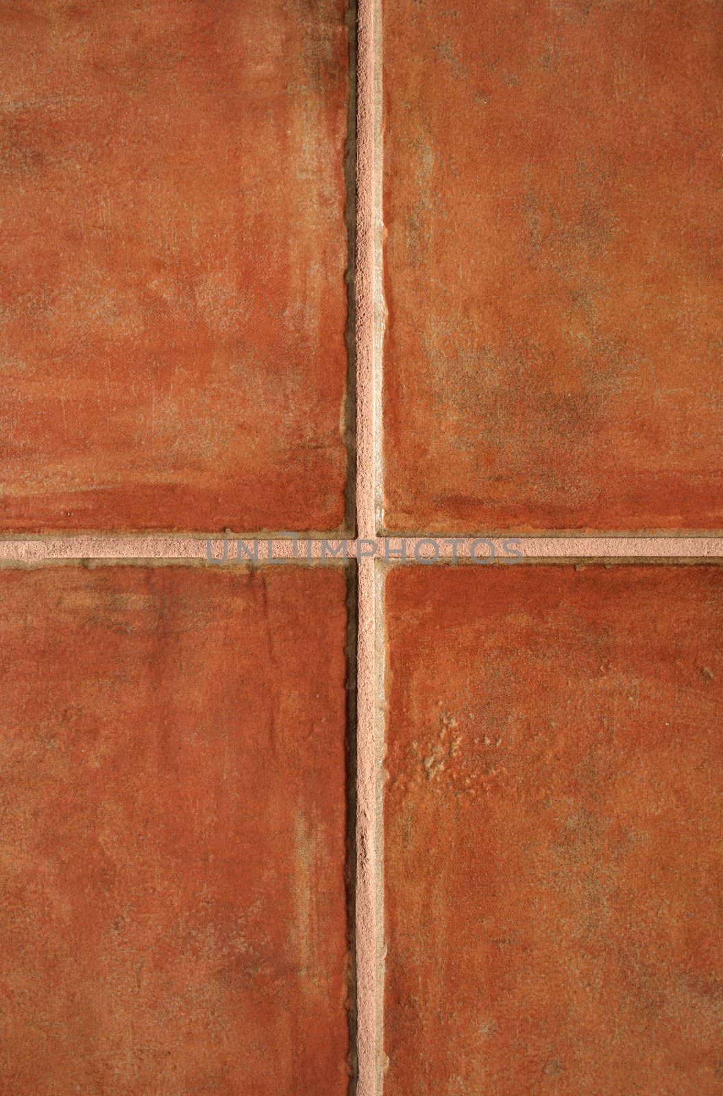 Closeup of terracotta color ceramic tiles pattern.