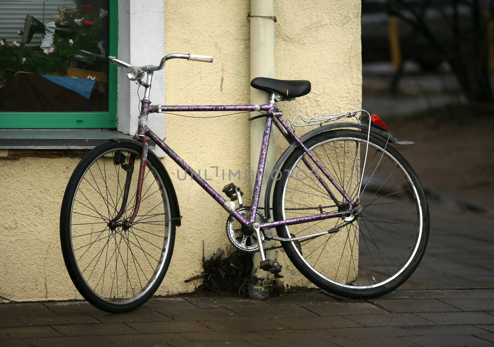 Lonely bicycle in the street cities