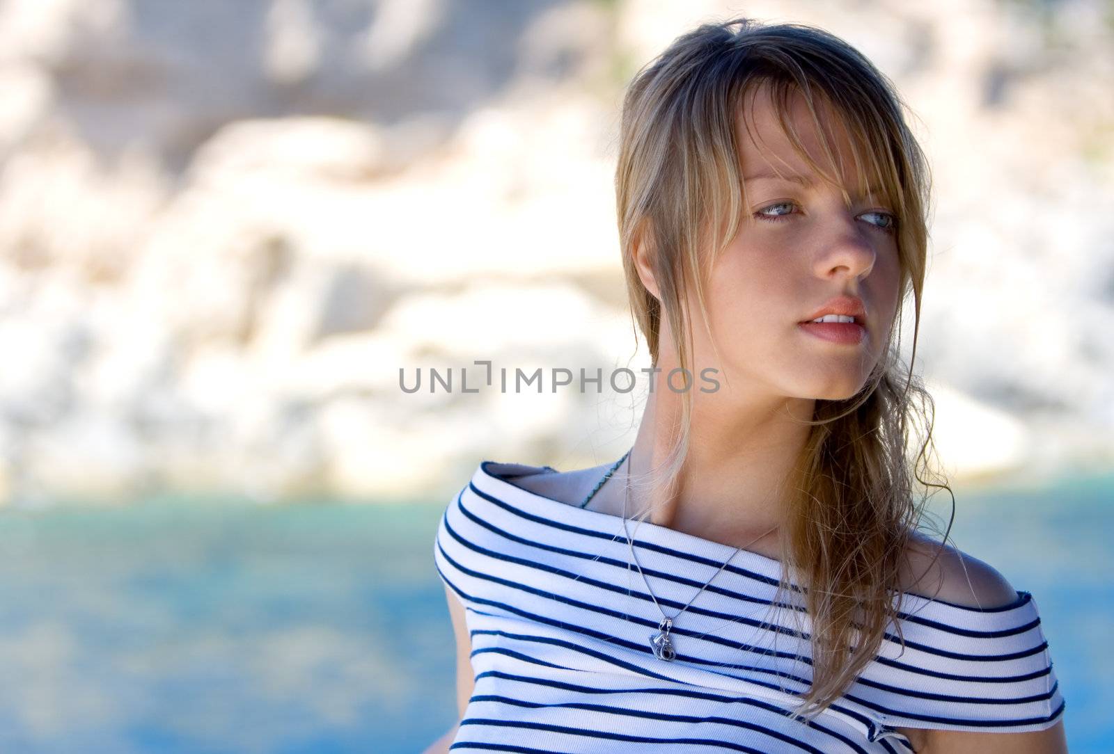 Beautiful young woman on a daily boat trip by mihhailov