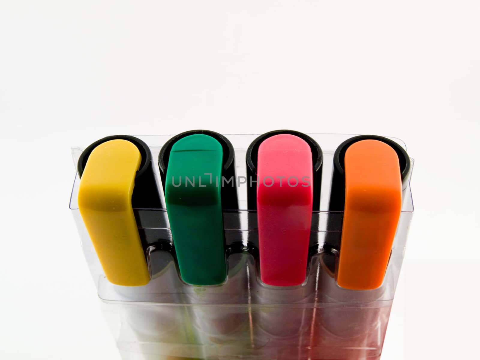 Bright Color Office Marker Highlighter Pens Thick Stem Handles in Pink Green Orange and Yellow