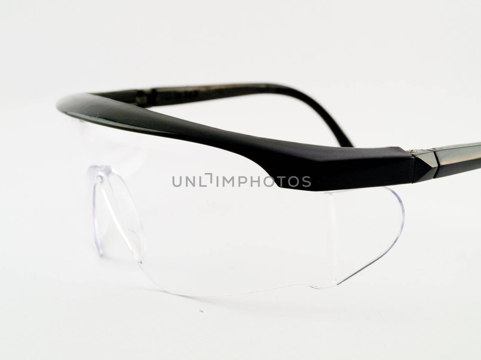 Safety Goggles With Clear Plastic and Black Rim by bobbigmac