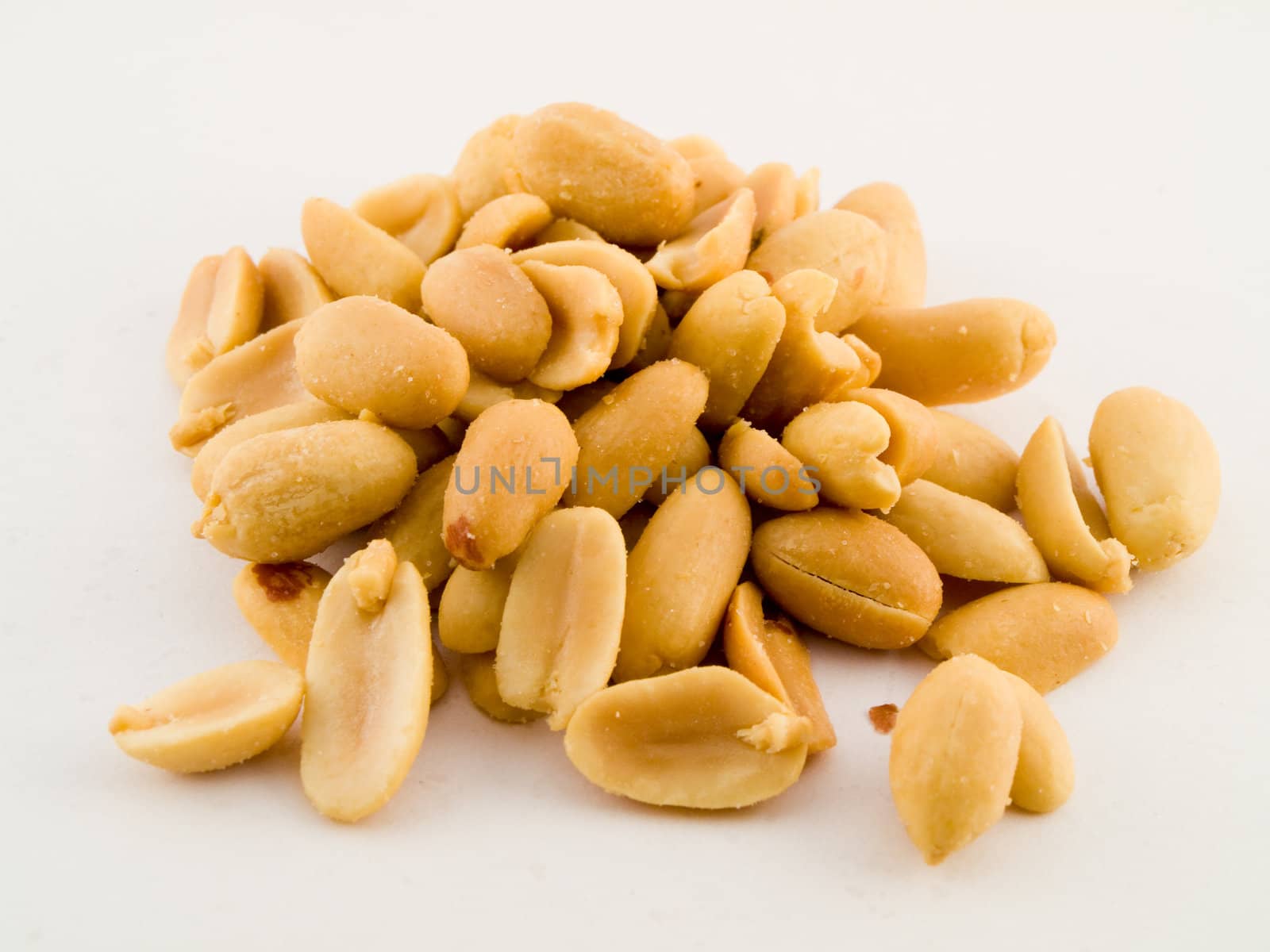 Stact Pile of Peanuts On White Background No Shells