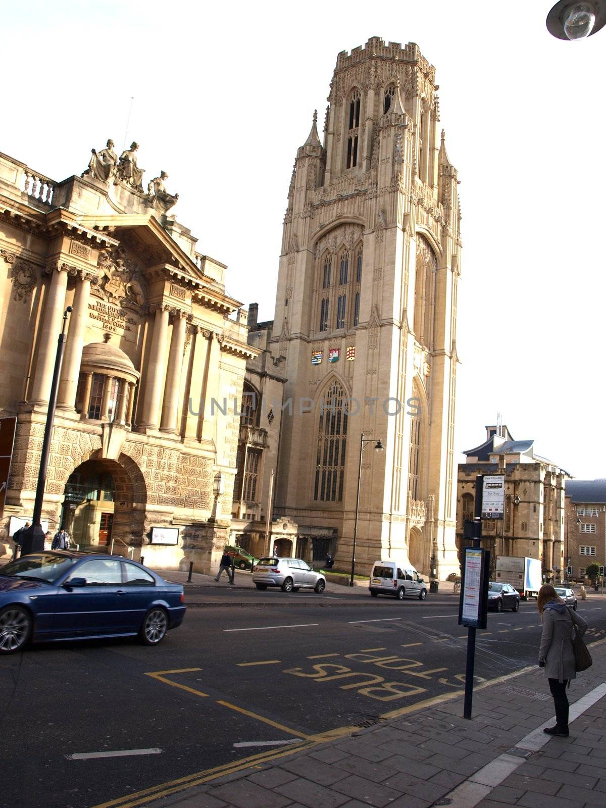 busy street and landmarks,bristol,uk 
feb 2010