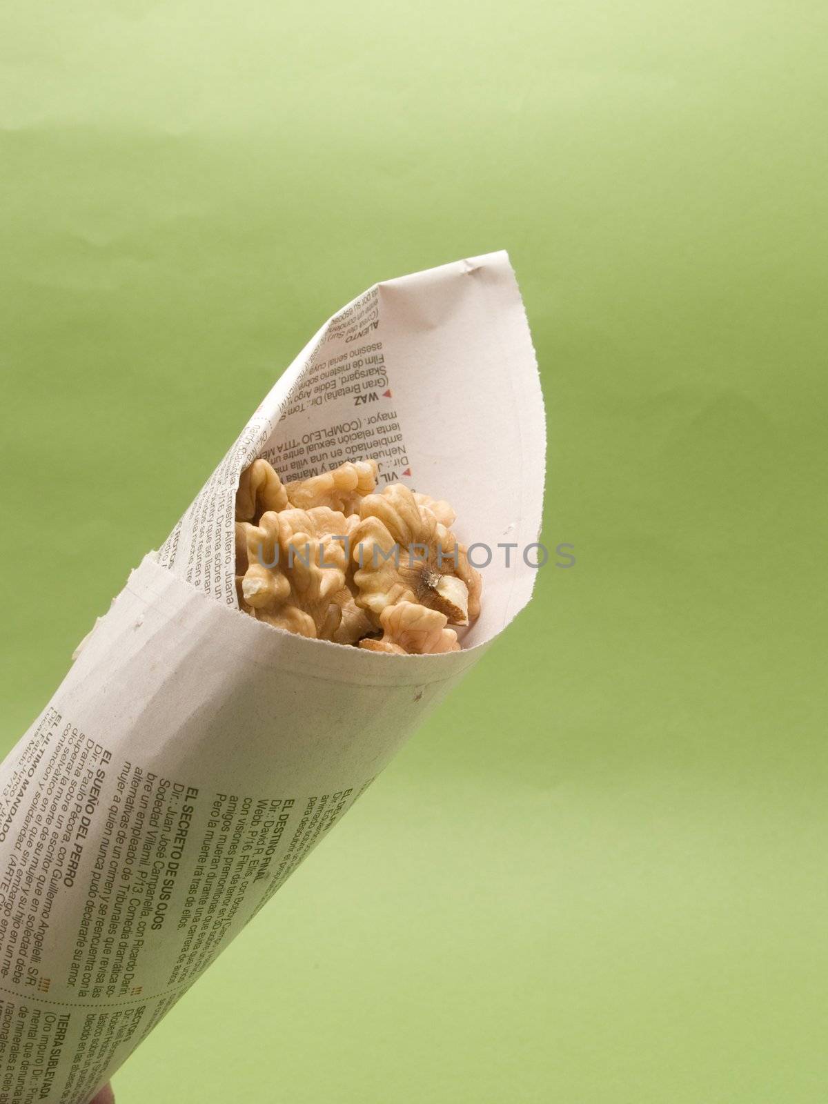 newspaper cone with nuts