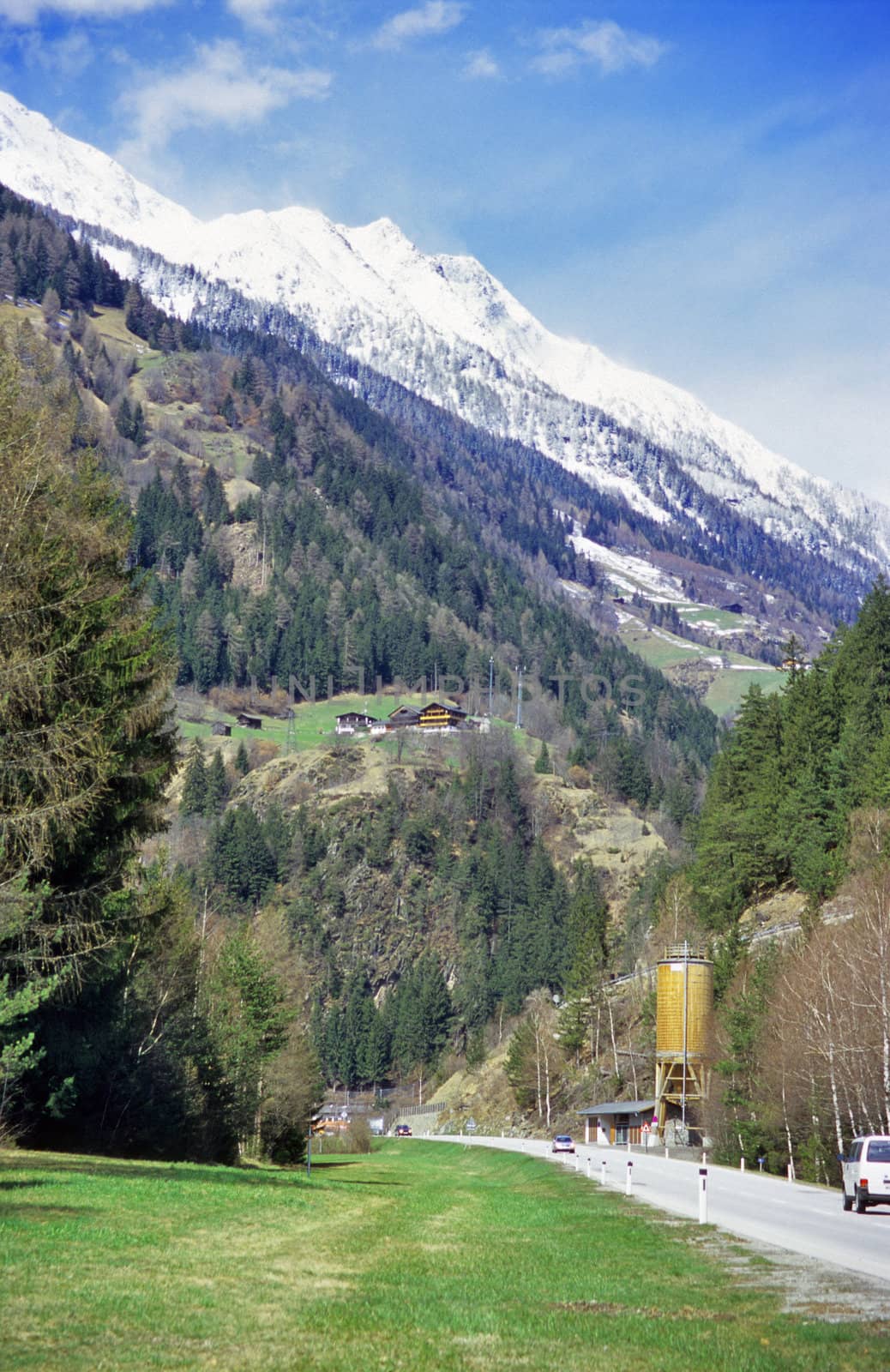 A road trip through the Austrian Alps takes you through snow capped peaks.