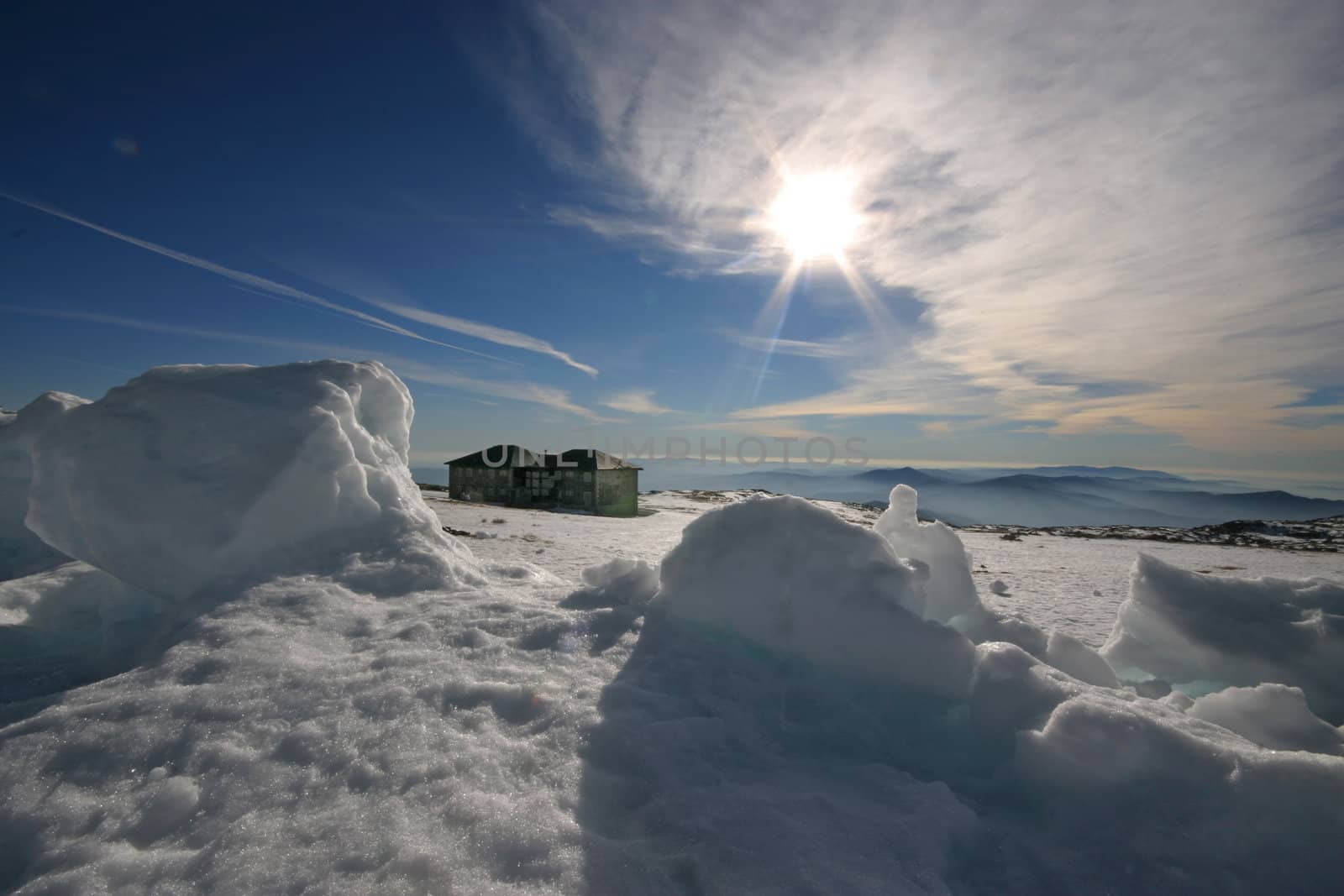 cold winter landscape with snow