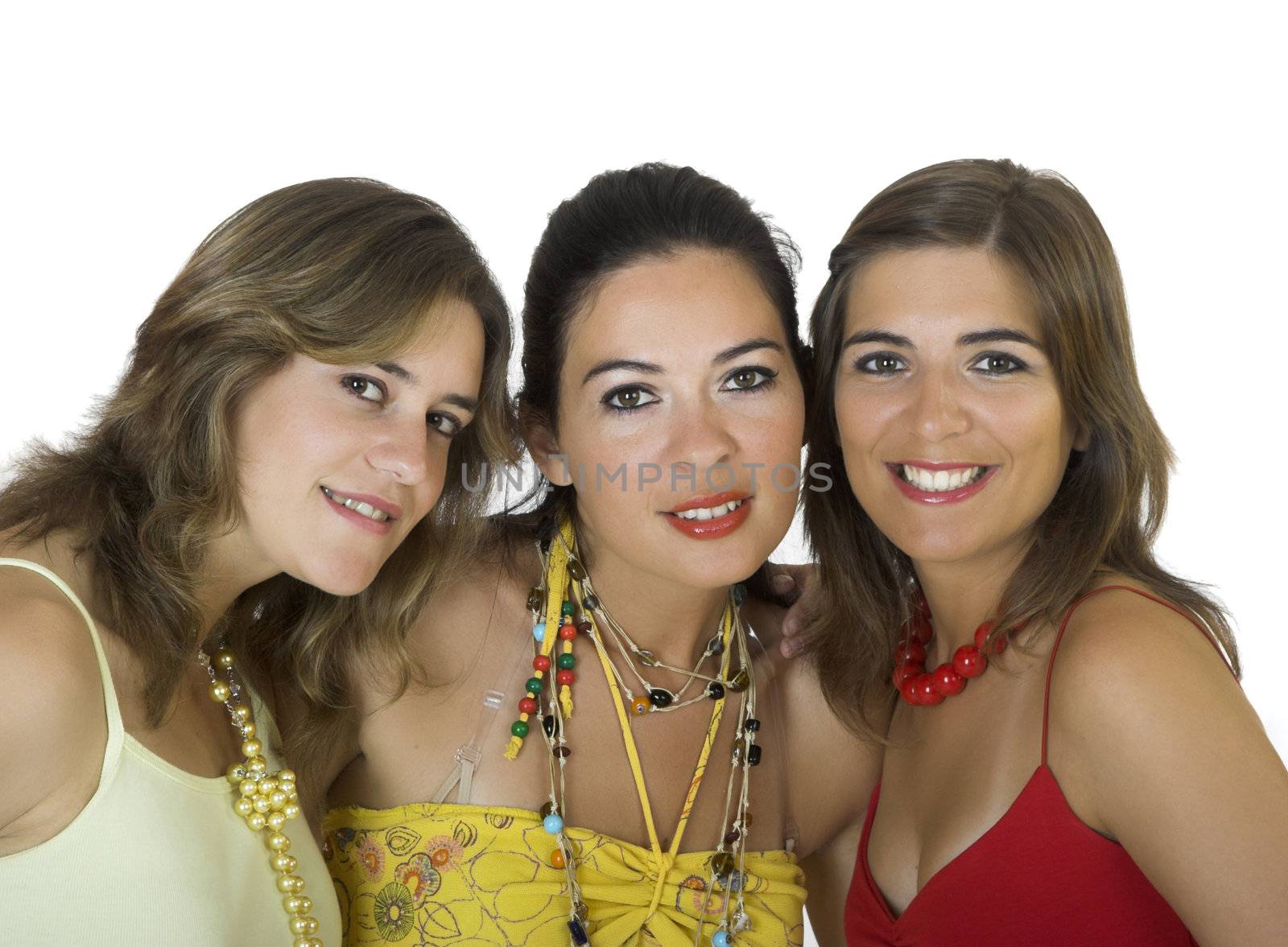 Portrait of three young girls isolated on white
  