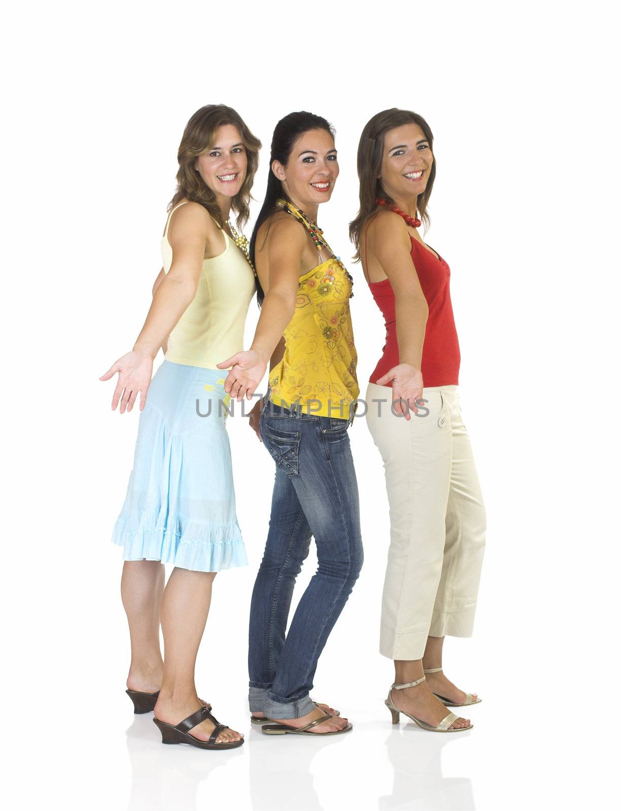 Portrait of three young girls isolated on white
  