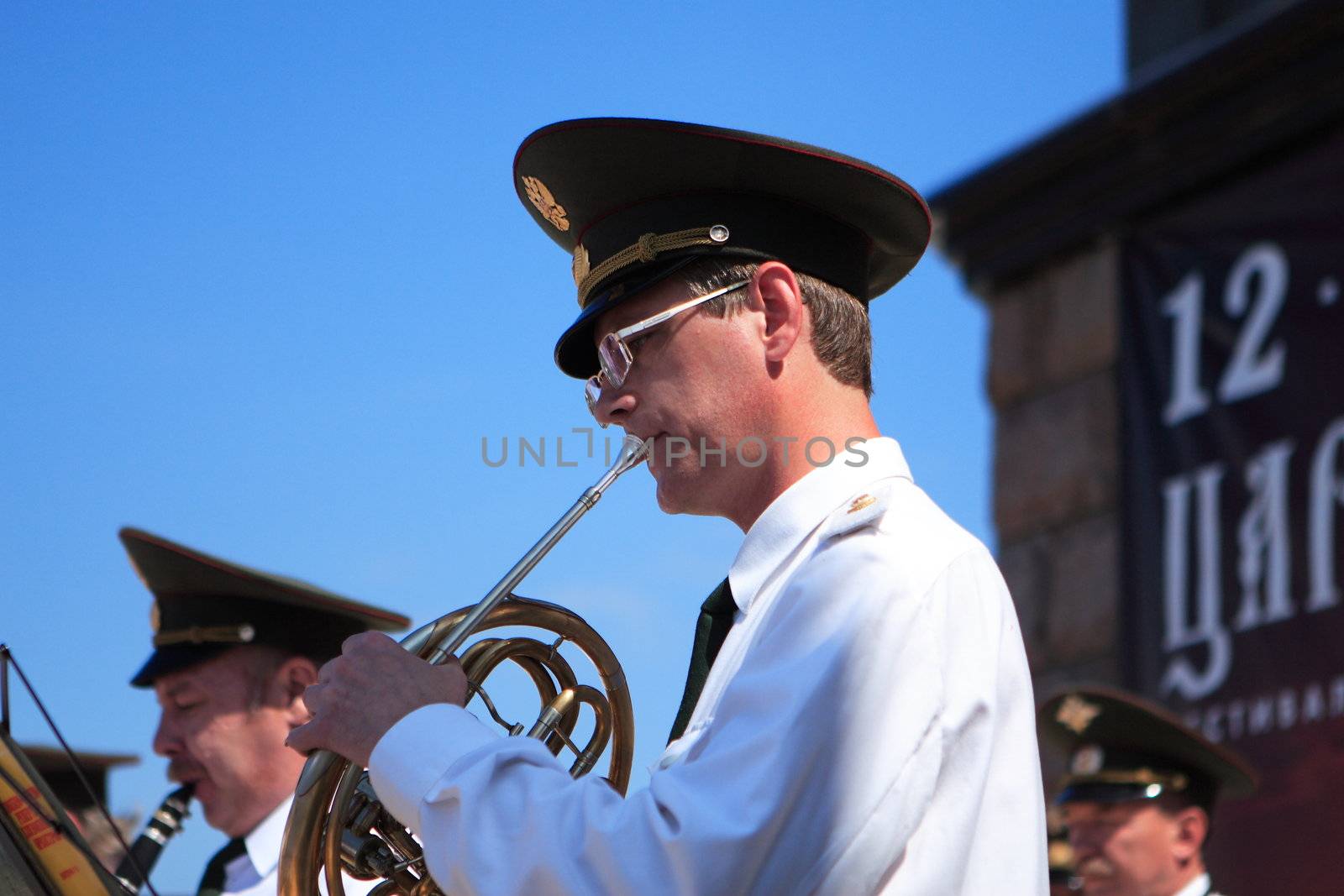 Performance of military orchestra at a Temple