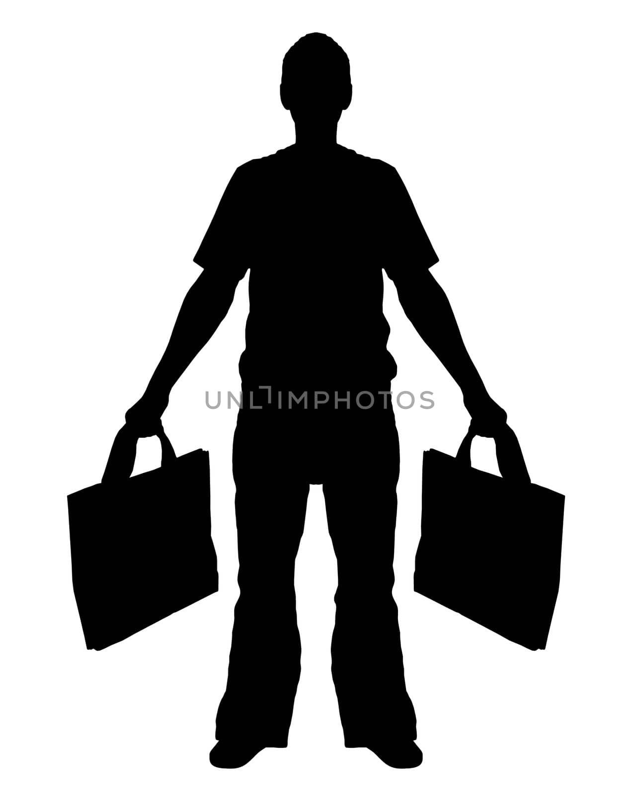 Illustrated Silhouette of a Man Shopping