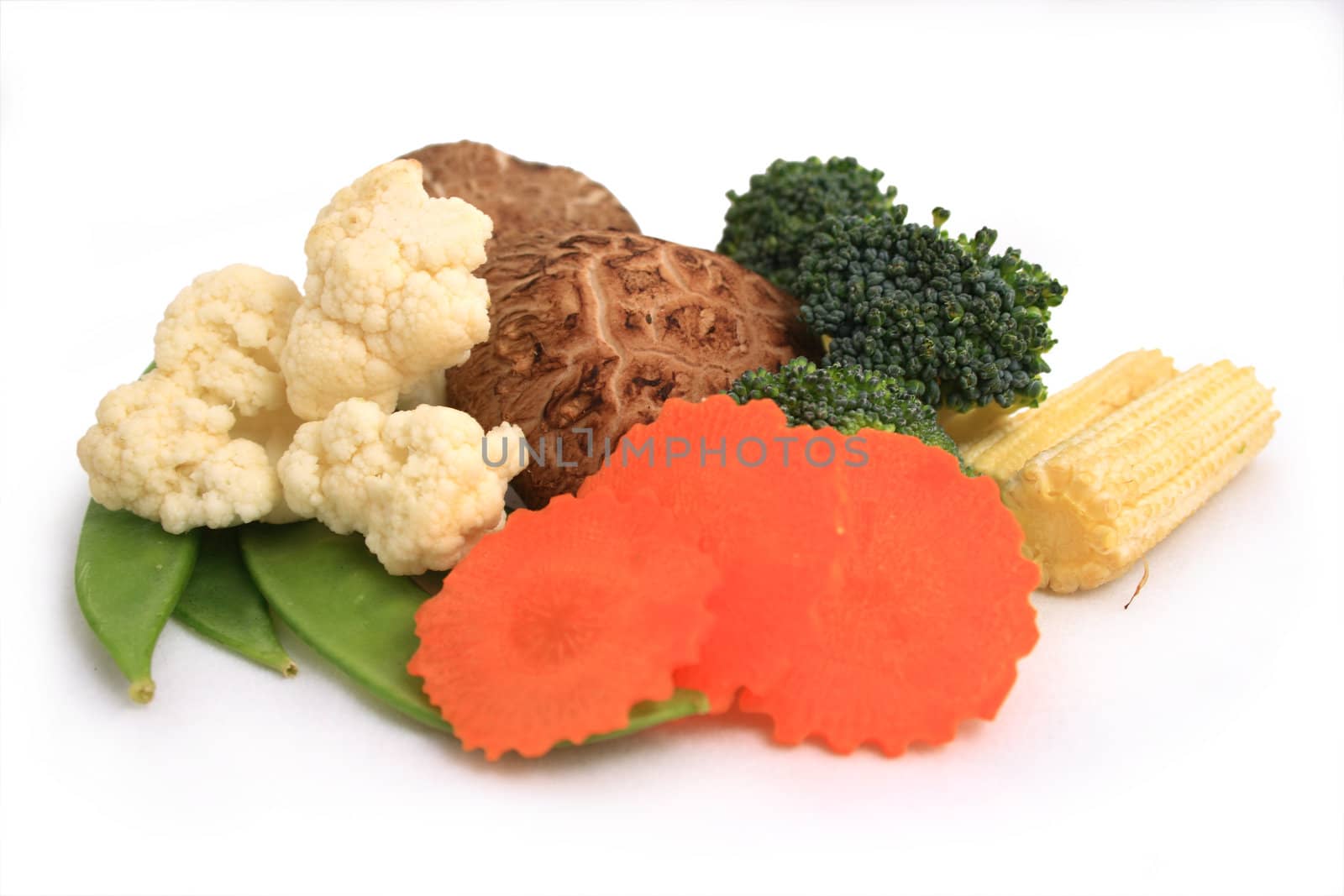 Mix Vegetables on white background.