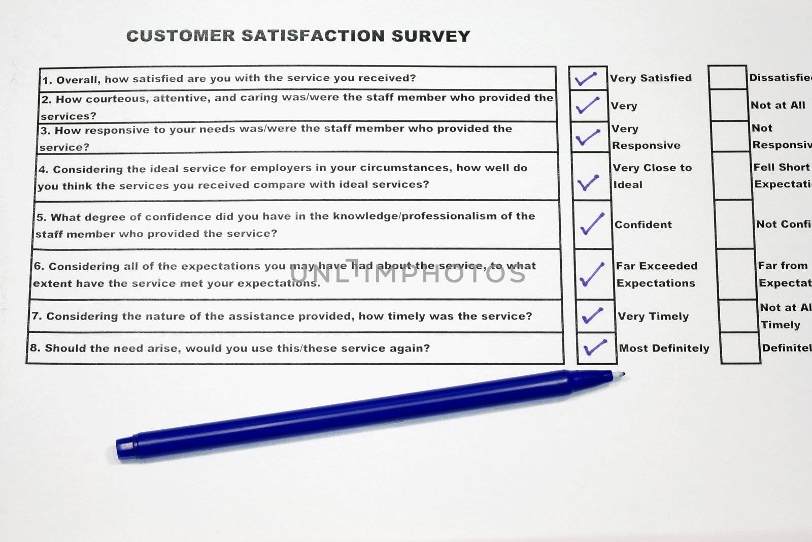 Customer Satisfaction Survey with check box