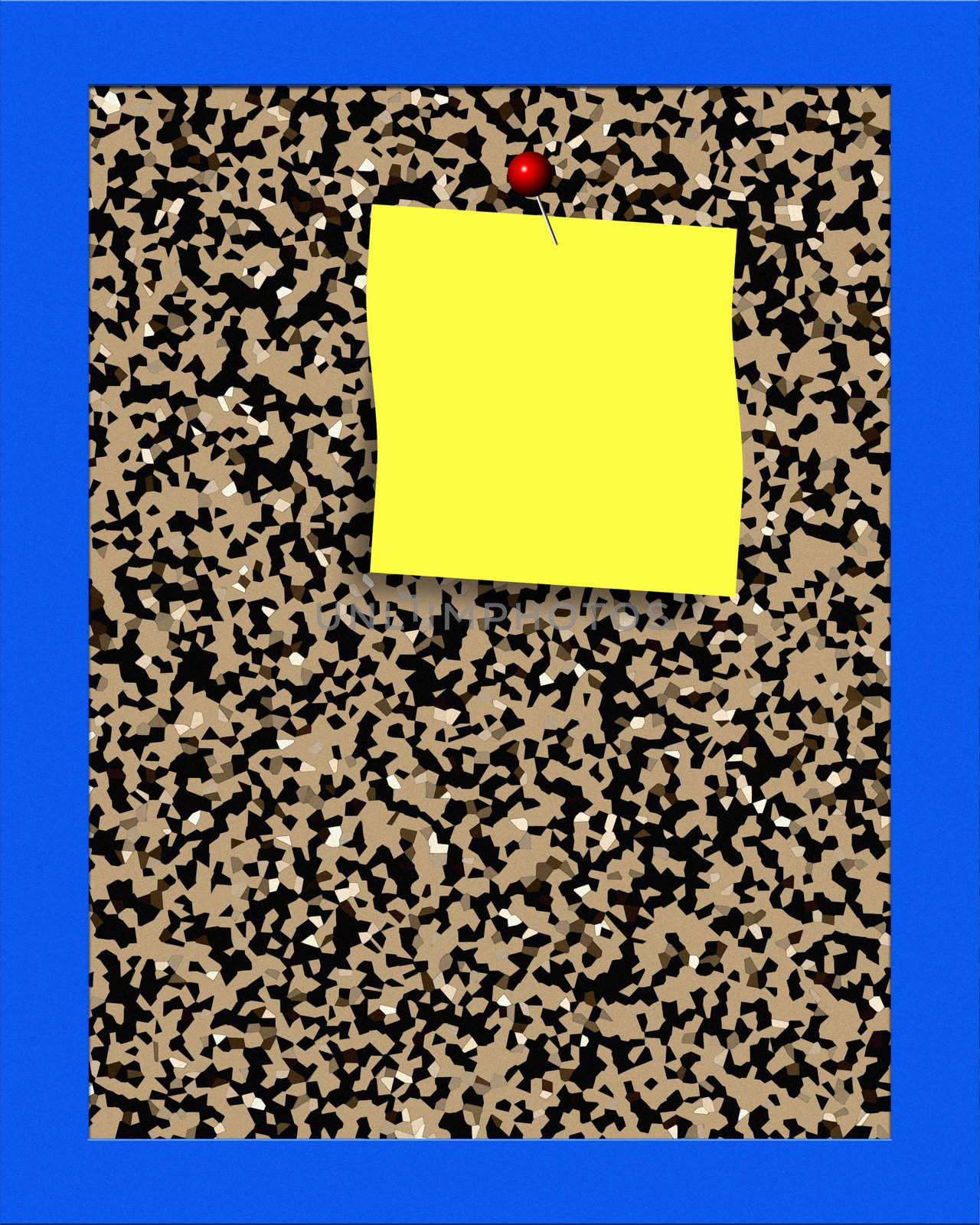 Cork Memorandum Board with pin and yellow post it - high resolution digital