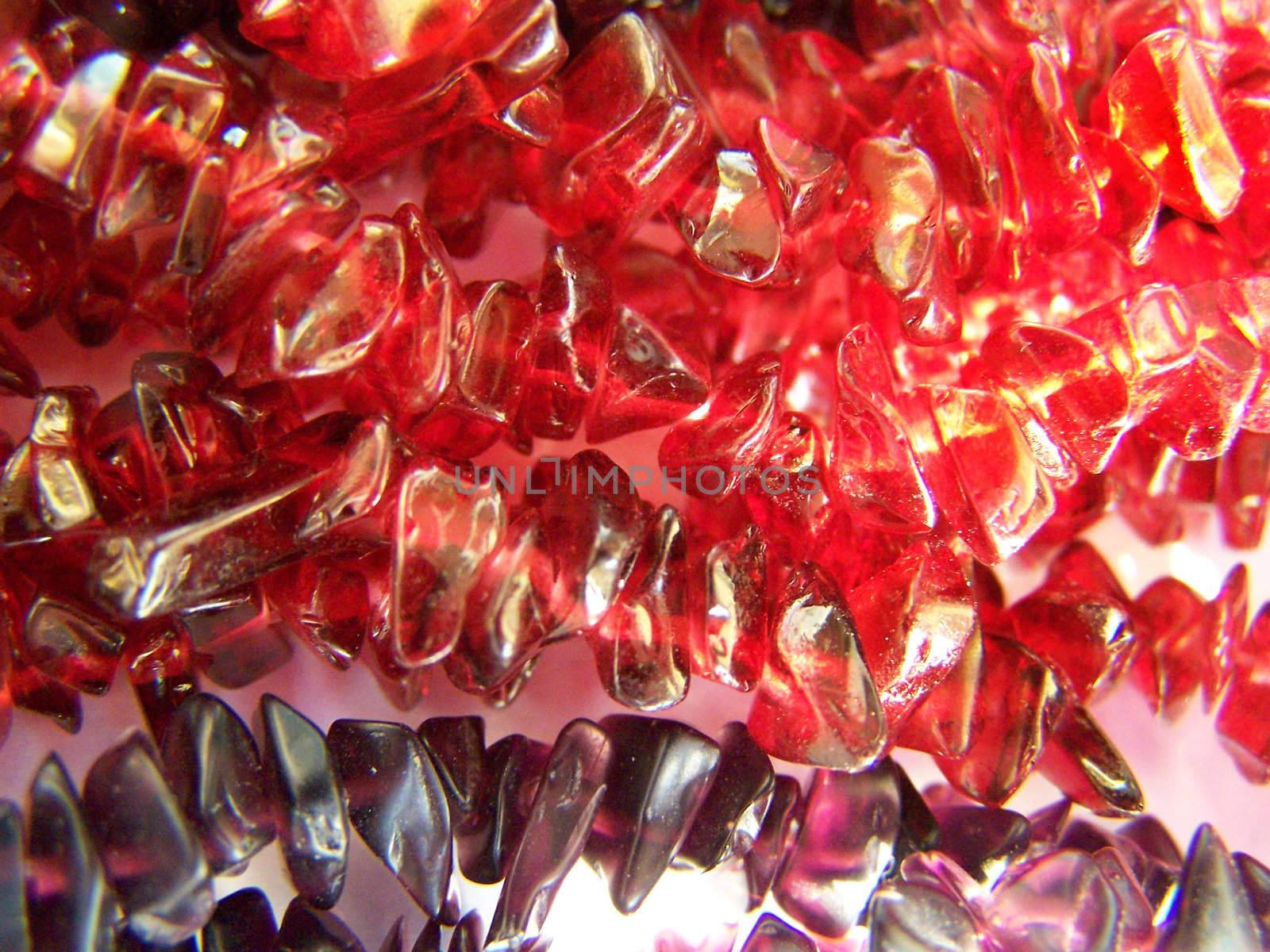 Garnet gems. Red and purple colors. Macro.