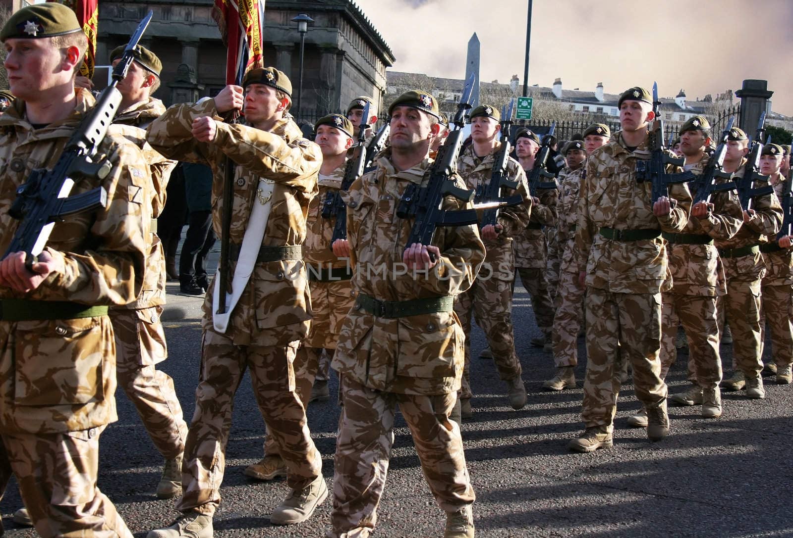 Irish Guards marching after coming home from Iraq
