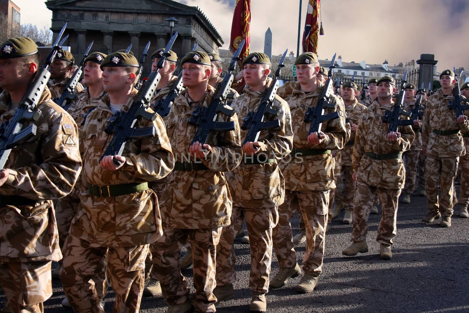 Irish Guards marching after coming home from Iraq