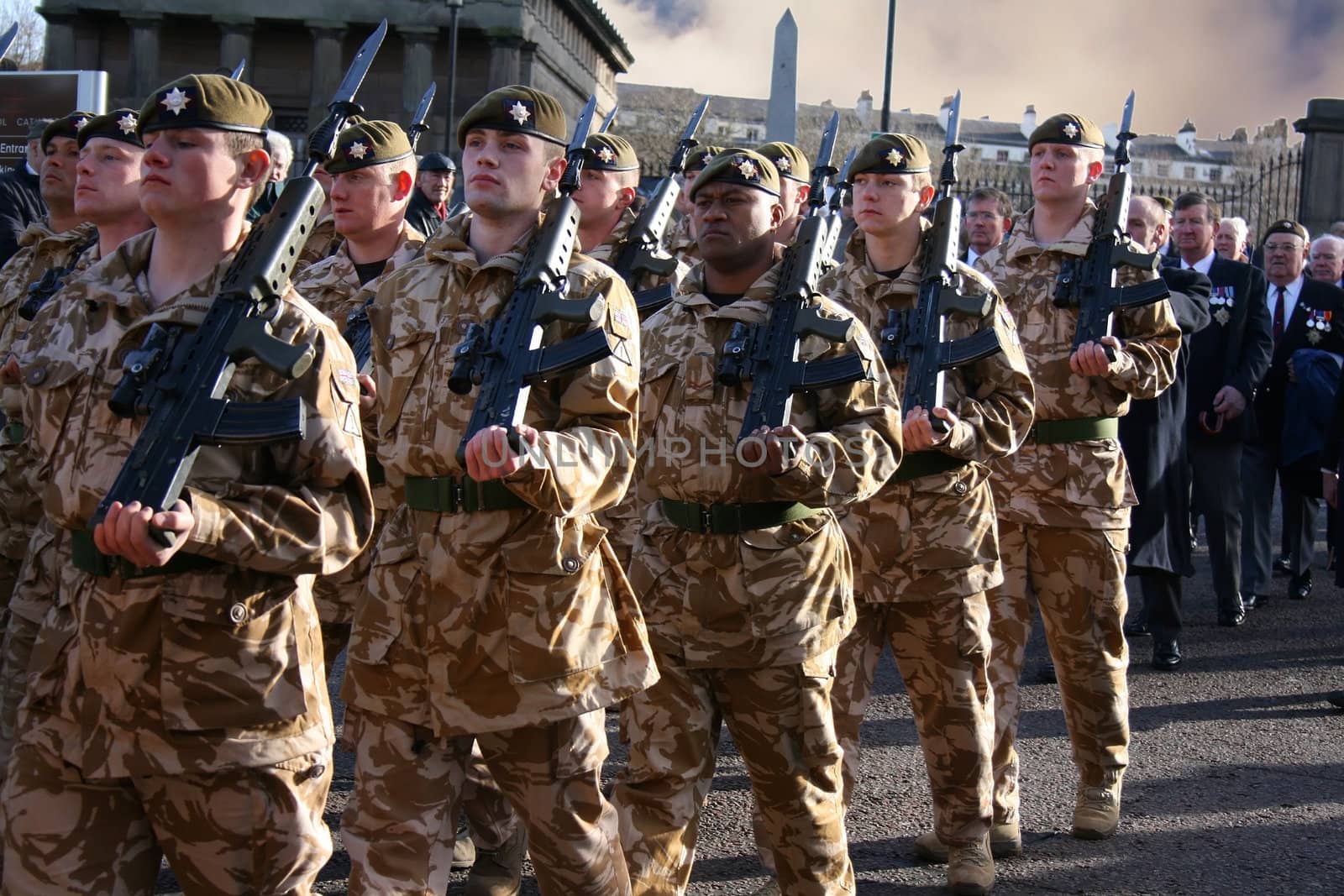 Irish Guards marching after coming home from Iraq