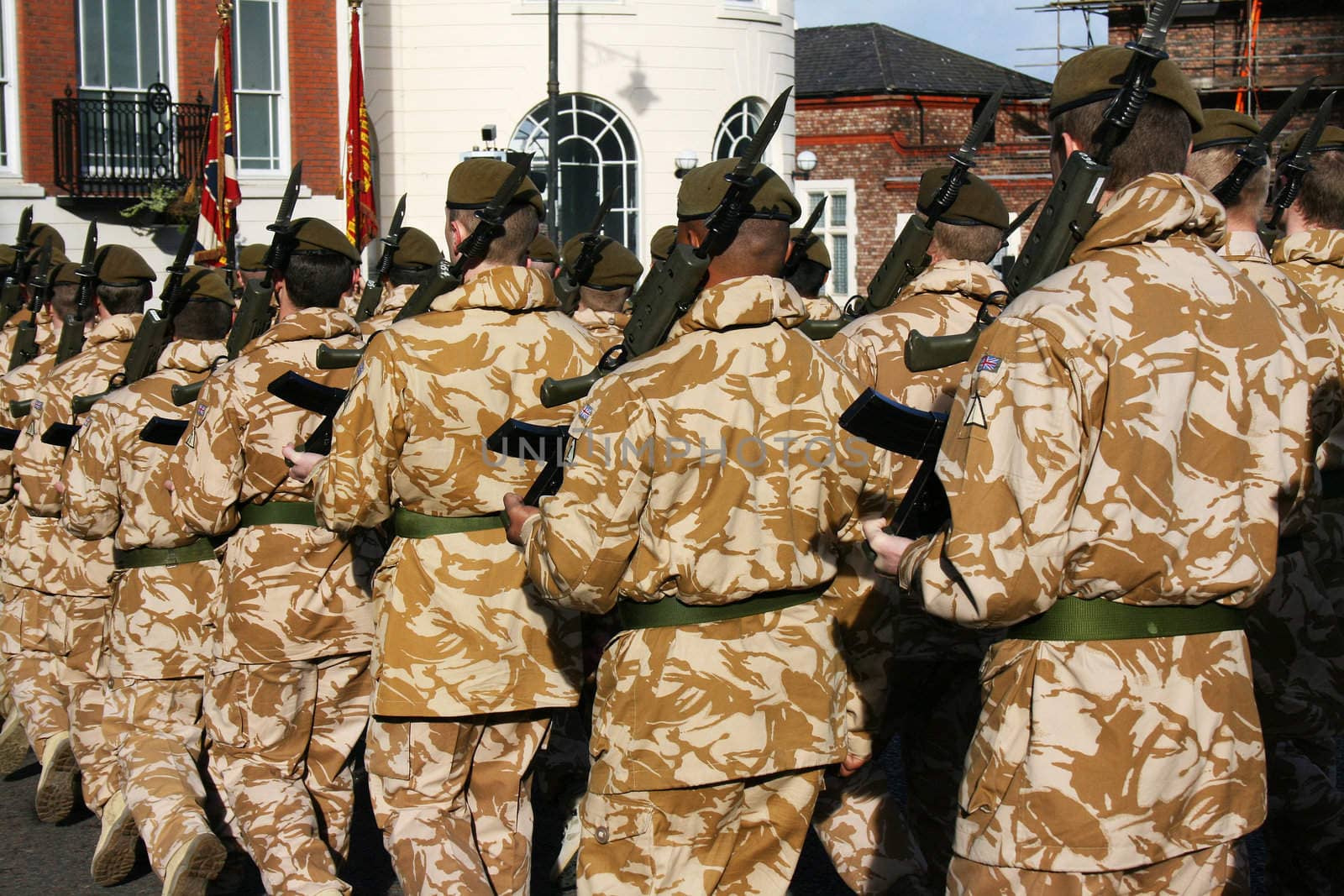 Irish Guards marching in Liverpool after coming home from a tour of duty in Iraq