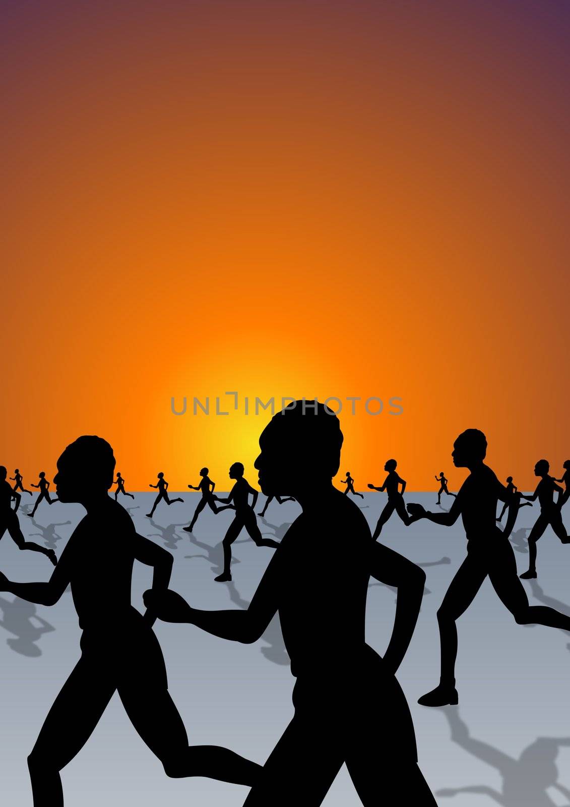 Illustration of people running