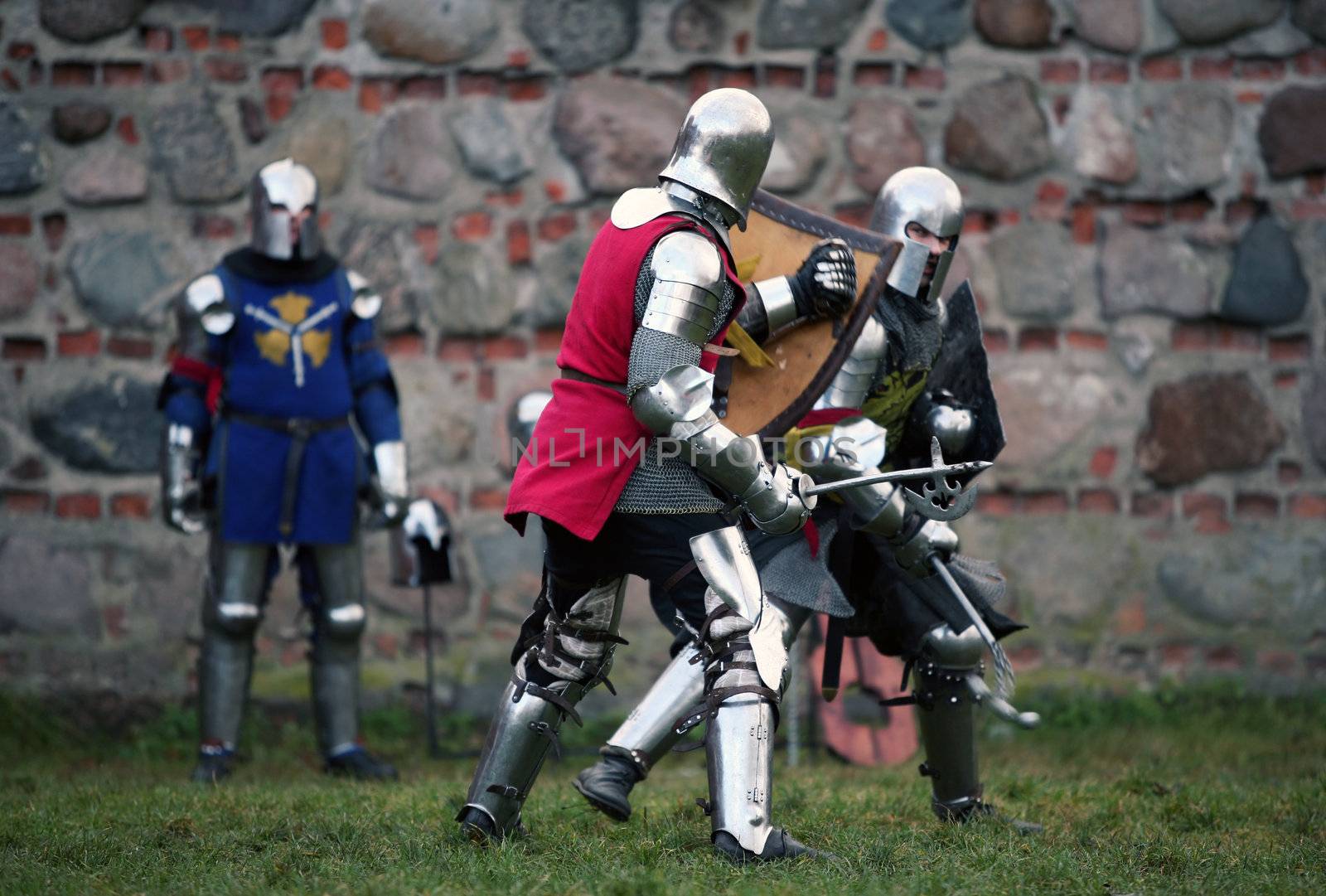 The medieval knight and gun. Show in Kaunas