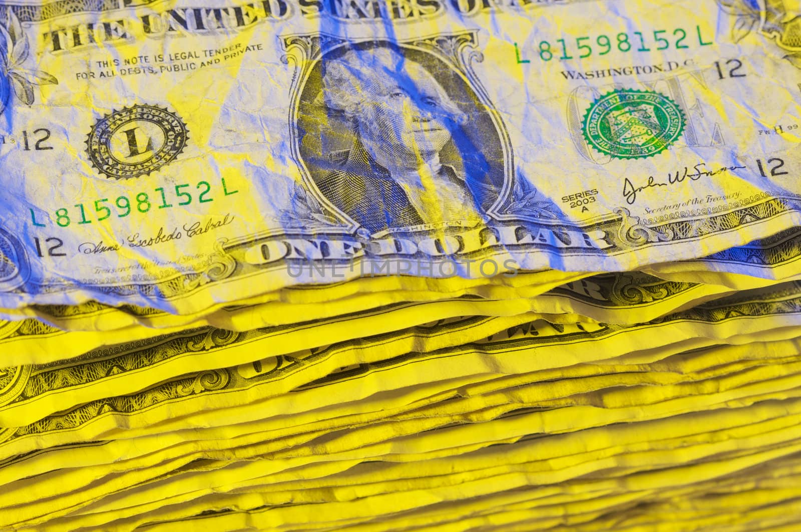 Pile of Crumpled One Dollar Bills.